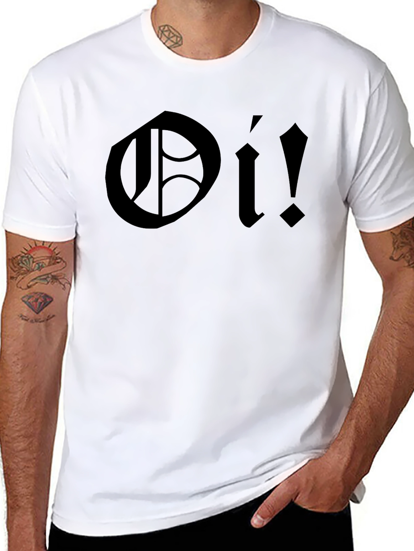 Oi! Black Graphic T-Shirt - Bold Punk Rock Style