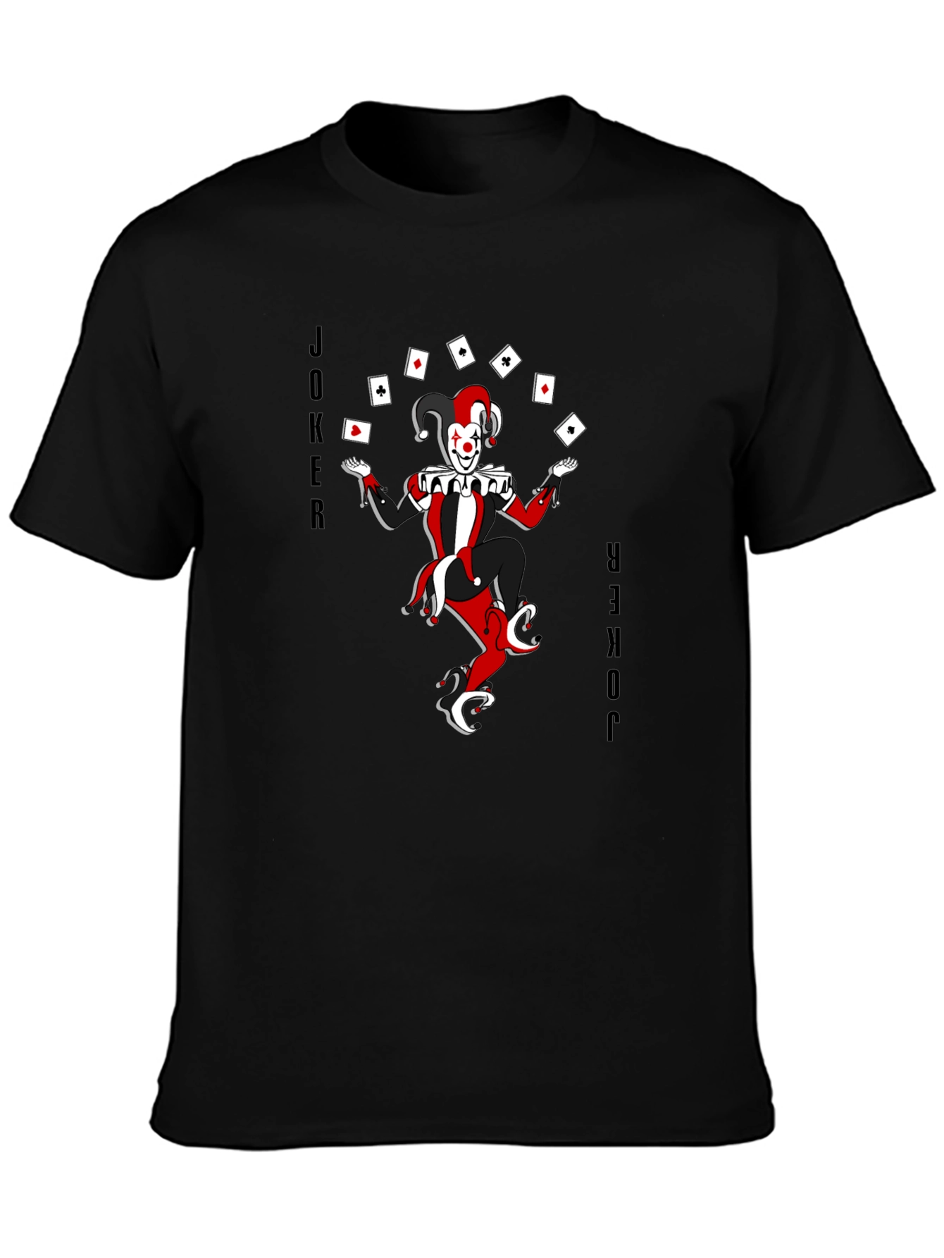 Joker Card T-Shirt - Black Cotton Crew Neck Tee