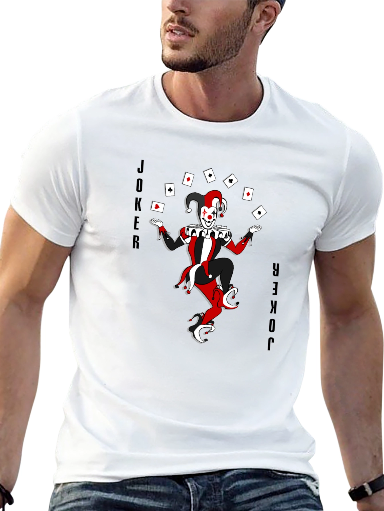 Joker Card T-Shirt - Black Cotton Crew Neck Tee