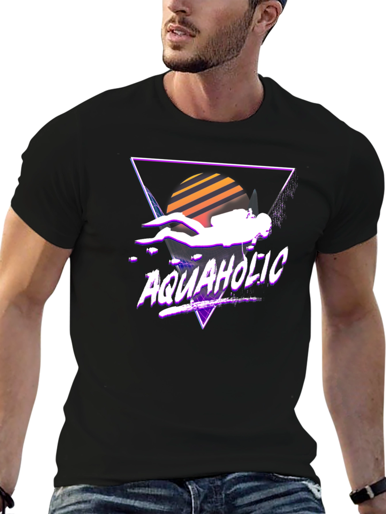 Aquaholic Scuba Diver Graphic Tee - Retro Style