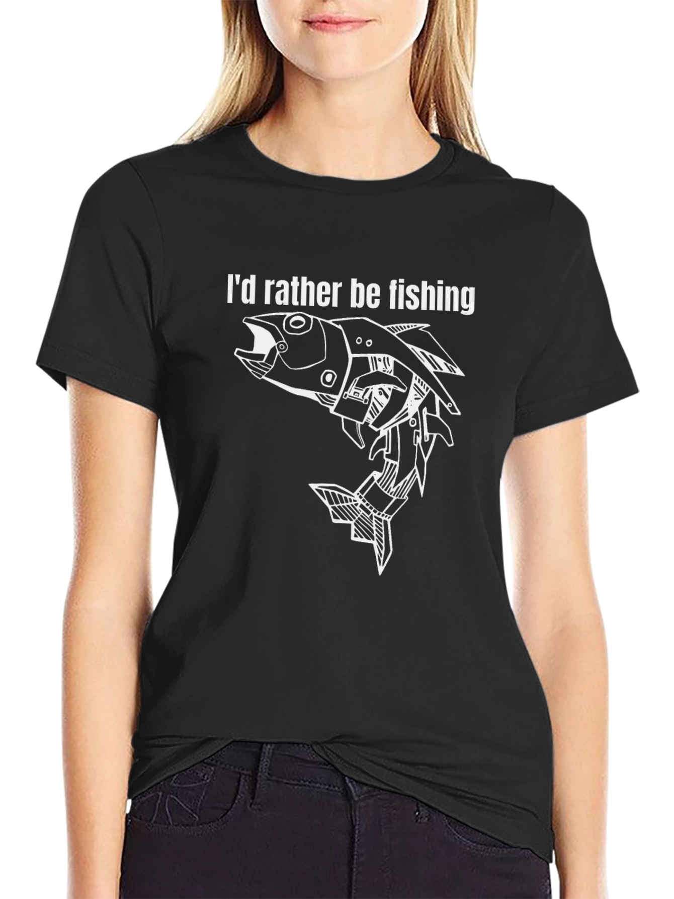 Id Rather Be Fishing T-Shirt - Black Graphic Print