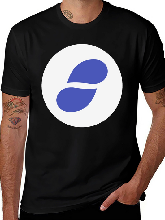 Stylish Black Tee with Abstract Blue and White Graphic