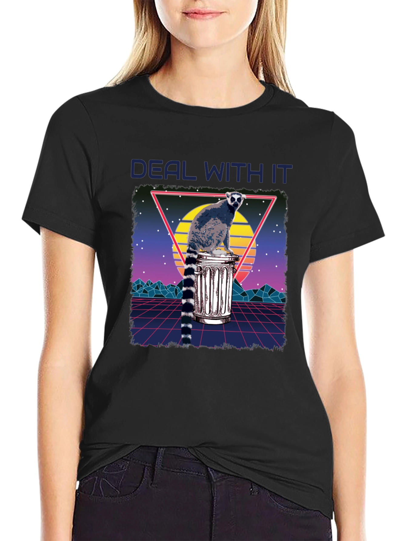 Retro Lemur Deal With It Graphic Tee