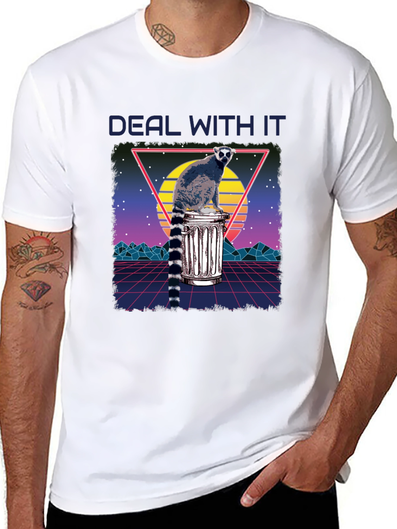 Retro Lemur Deal With It Graphic Tee