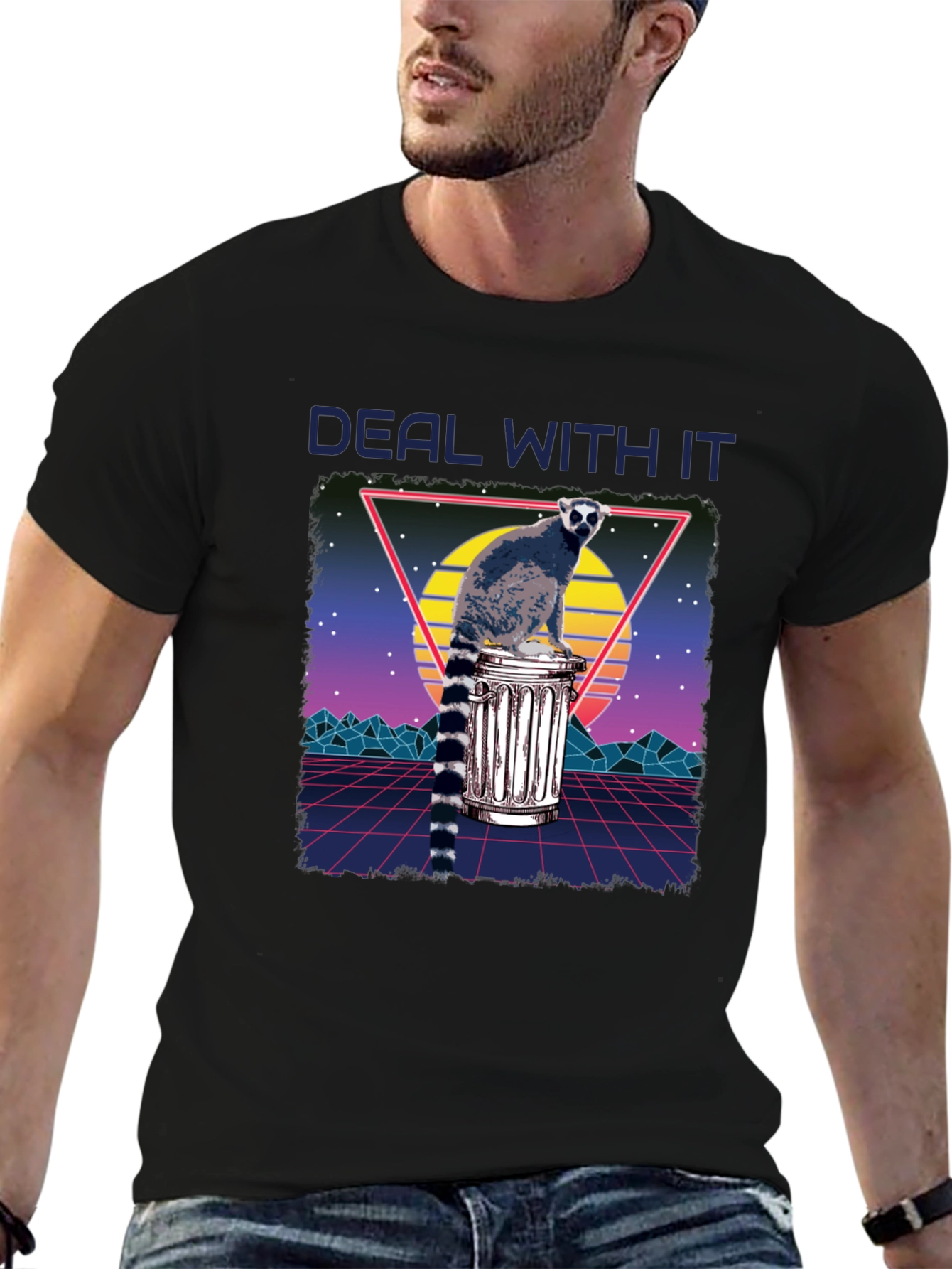 Retro Lemur Deal With It Graphic Tee