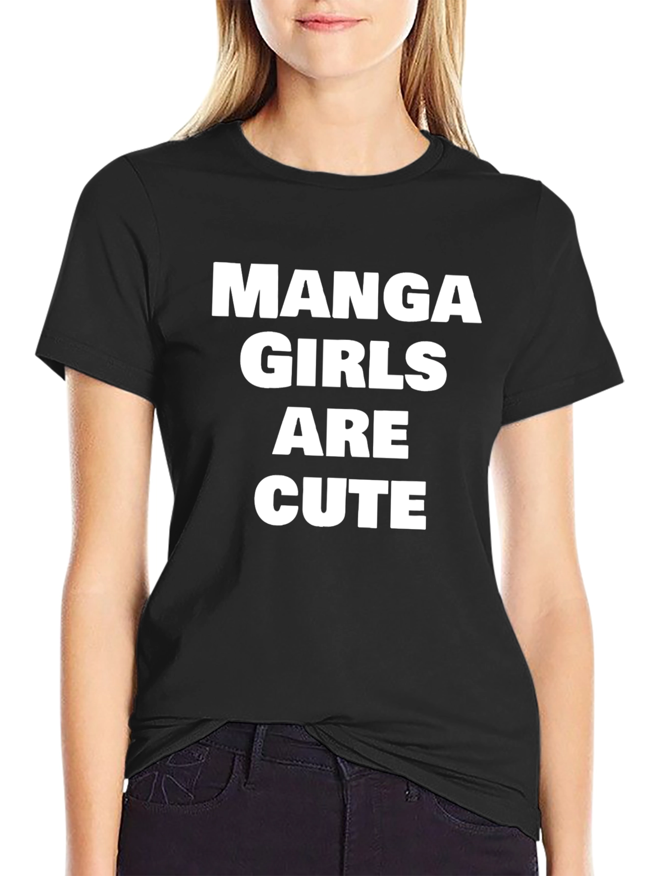 Manga Girls Are Cute Black T-Shirt