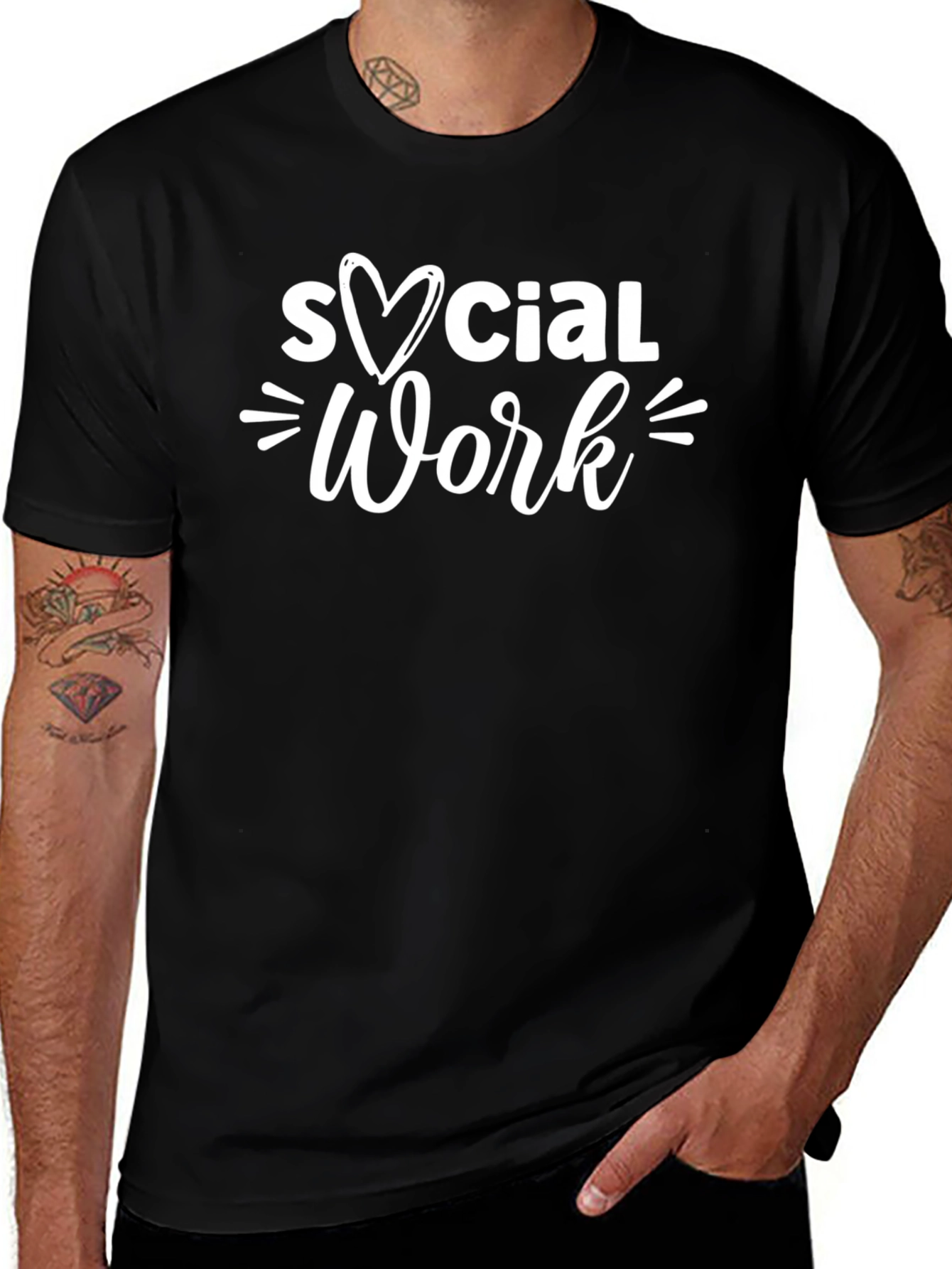 Social Work Heart Graphic Tee - Black