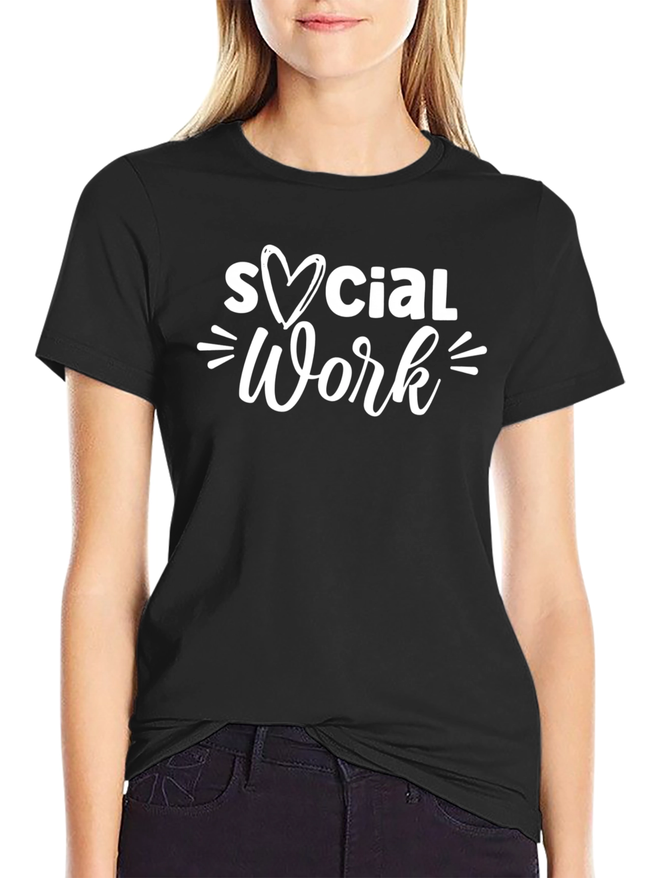 Social Work Heart Graphic Tee - Black