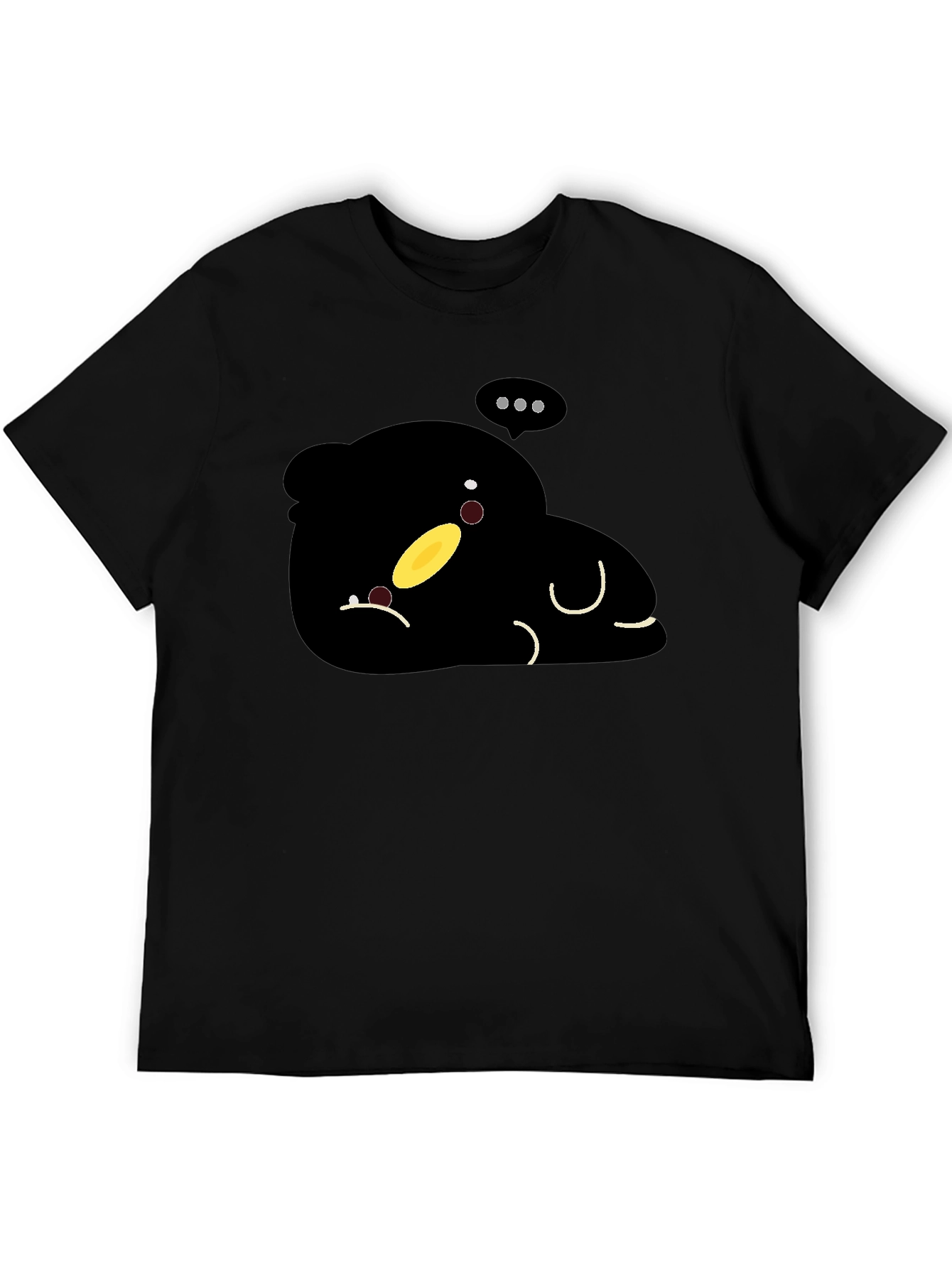Cute Cartoon Character Black T-Shirt