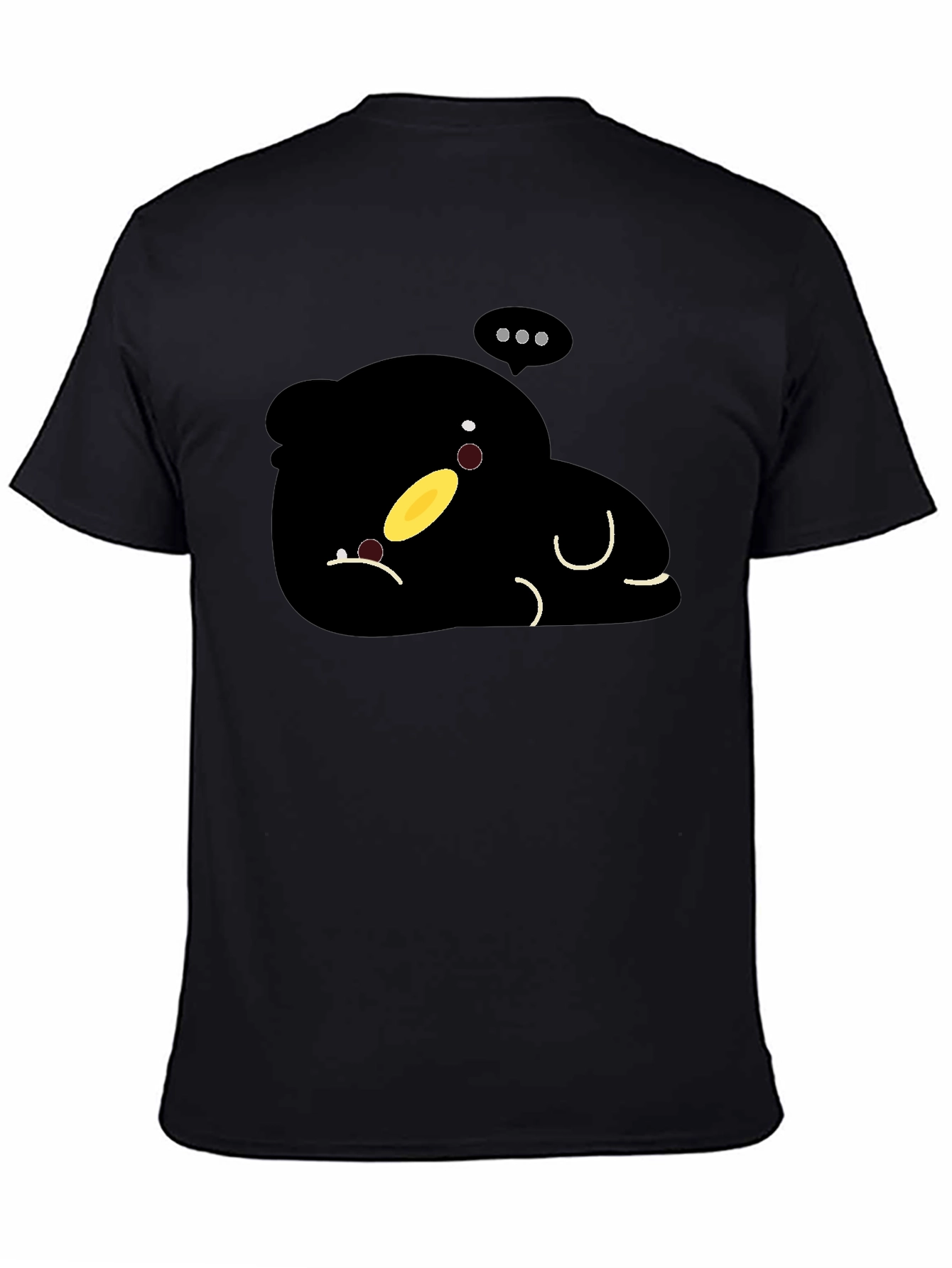 Cute Cartoon Character Black T-Shirt