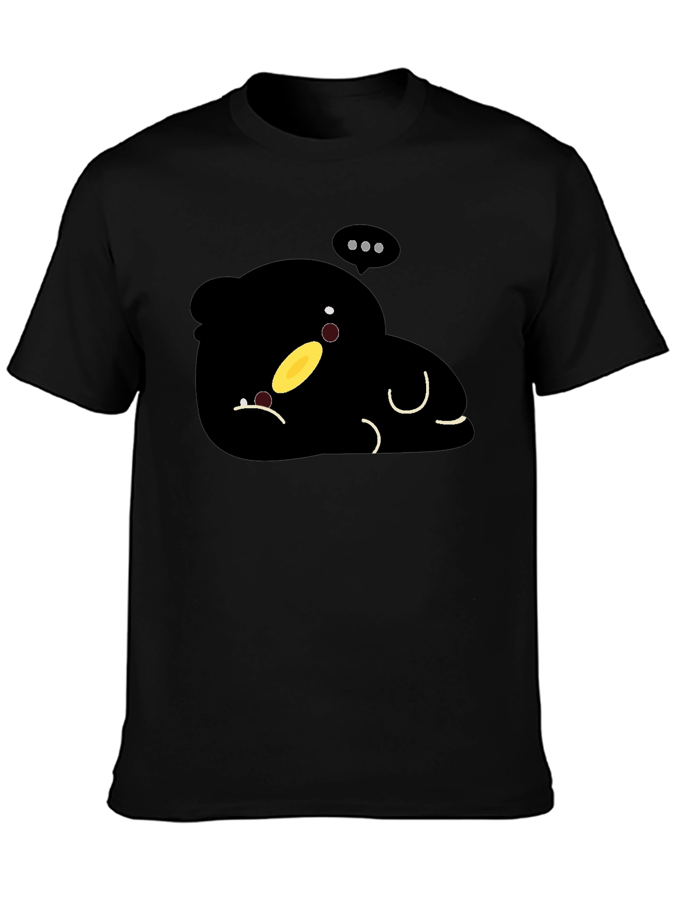 Cute Cartoon Character Black T-Shirt