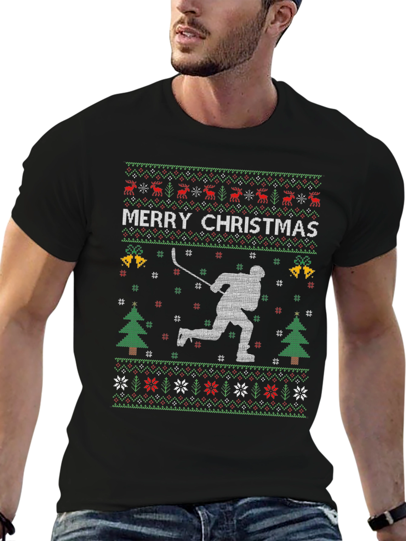 Merry Christmas Hockey Ugly Sweater T-Shirt