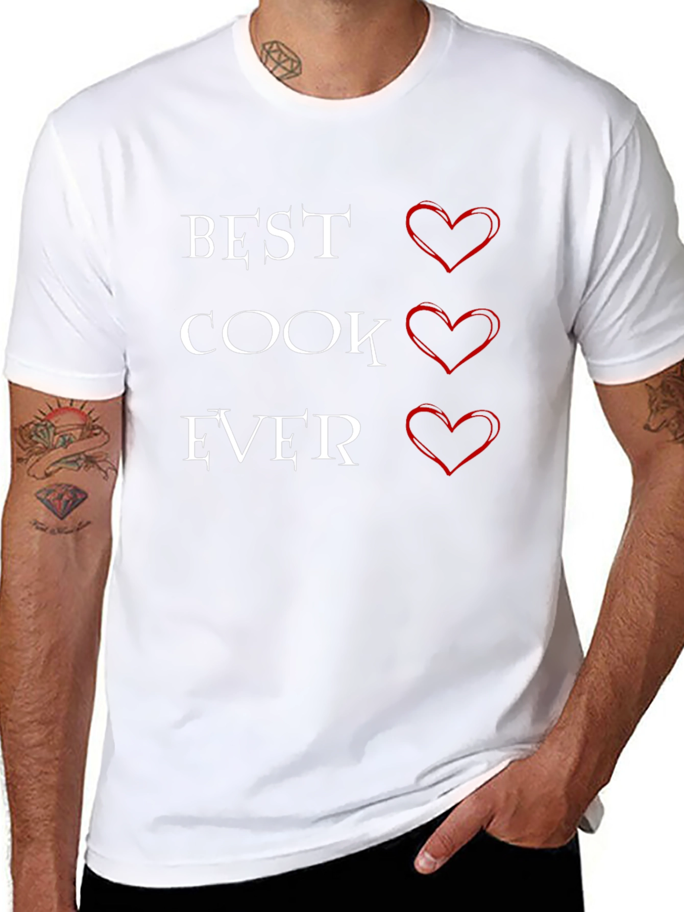 Best Cook Ever T-Shirt with Heart Graphics