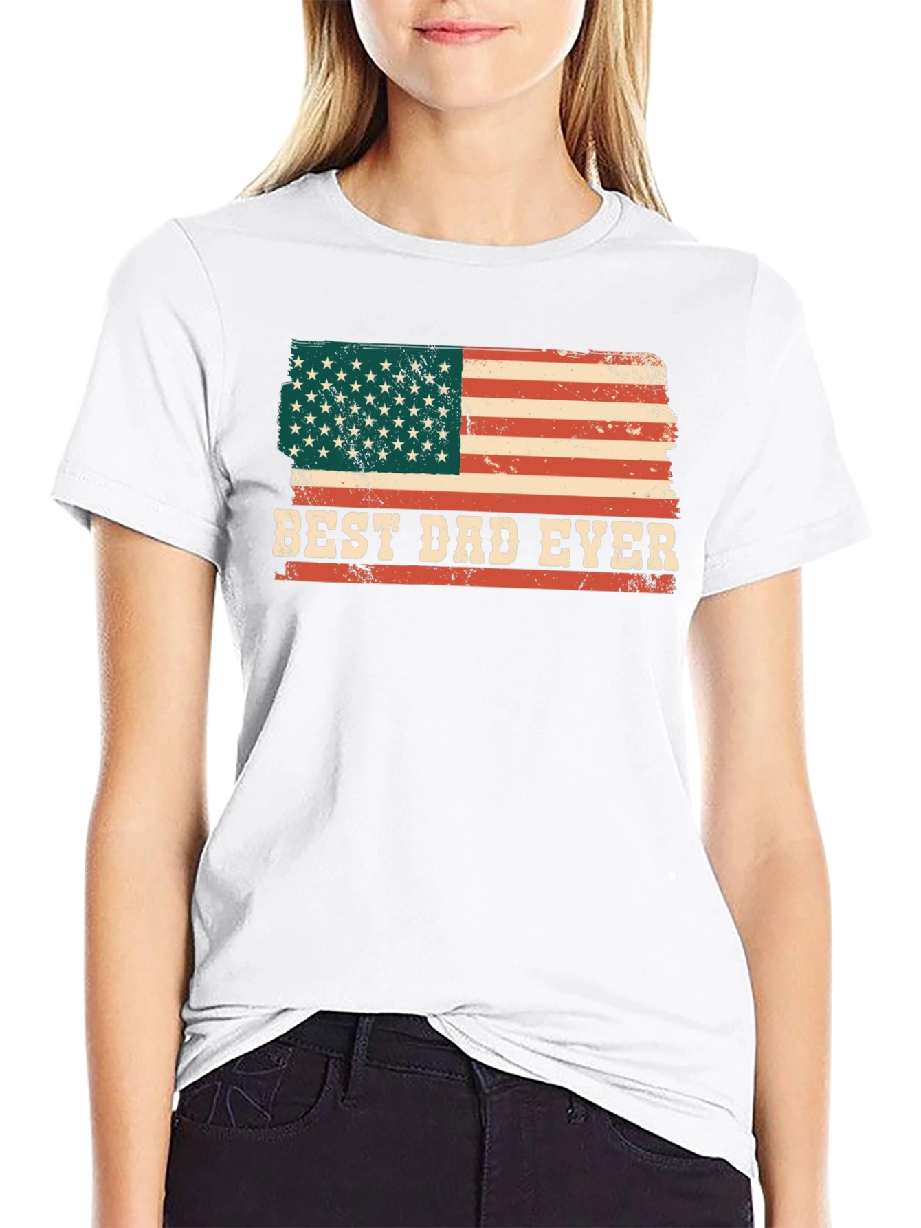 Best Dad Ever American Flag Graphic T-Shirt