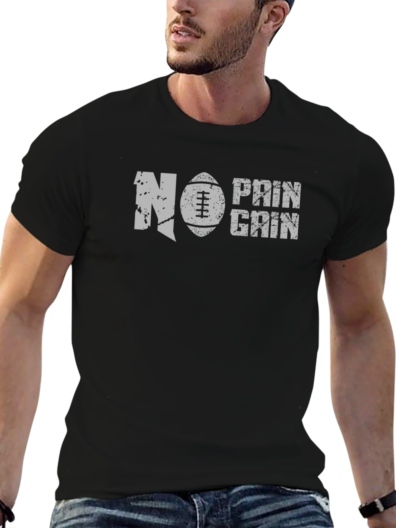 No Pain No Gain Football T-Shirt