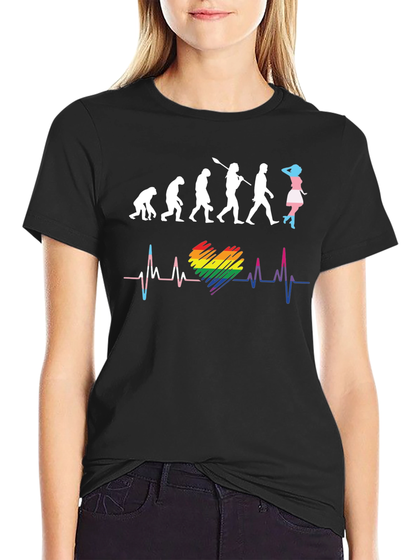 LGBTQ+ Evolution Heartbeat Graphic T-Shirt
