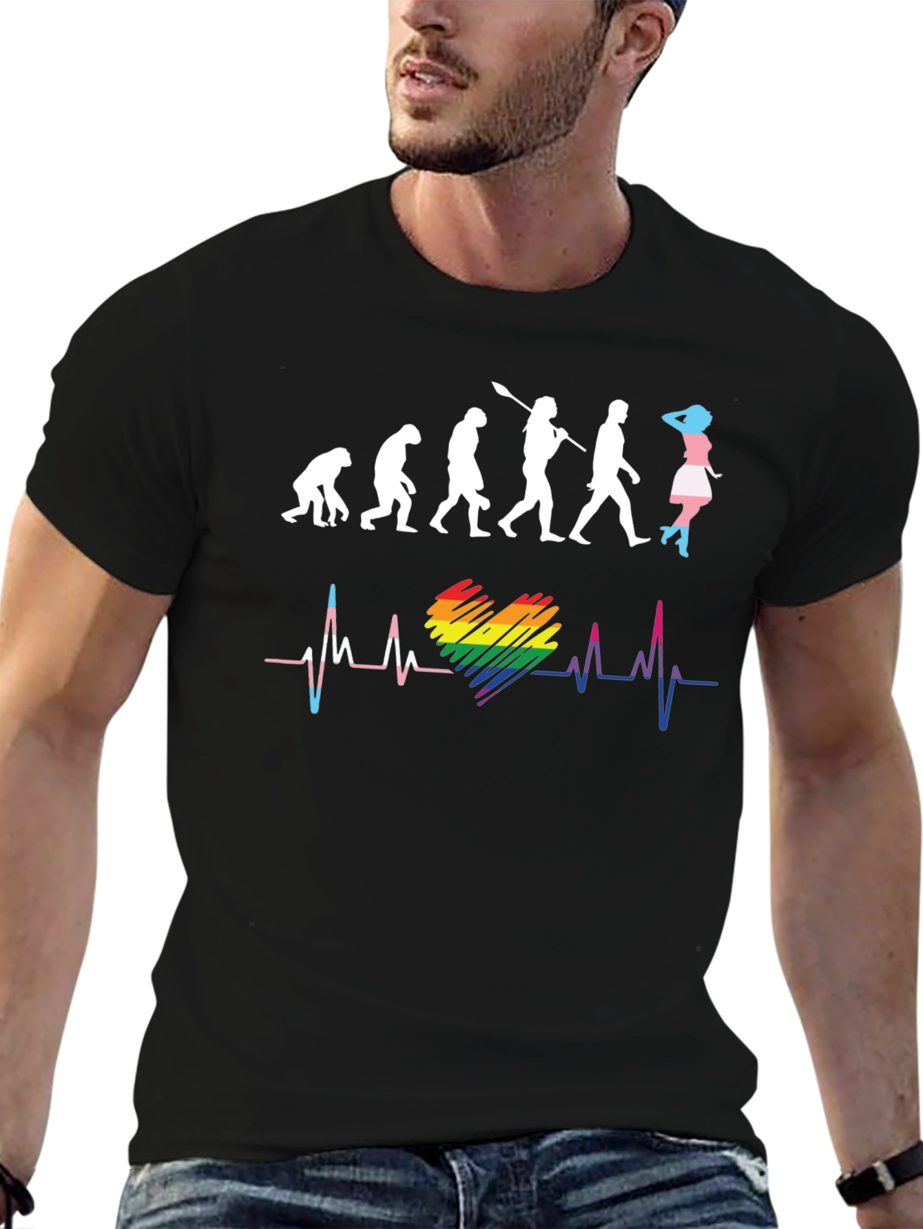 LGBTQ+ Evolution Heartbeat Graphic T-Shirt