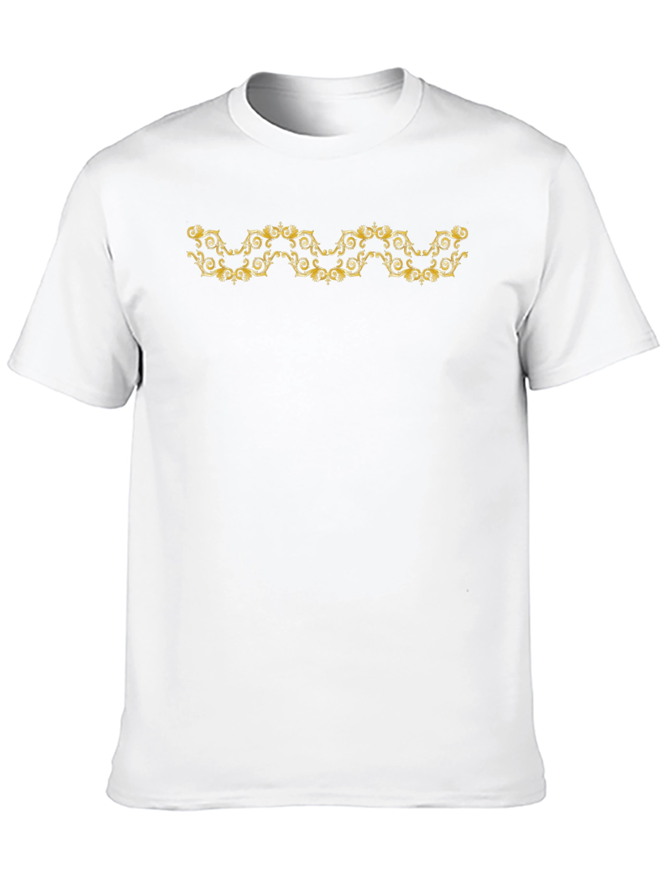 Elegant Gold Scroll Black T-Shirt