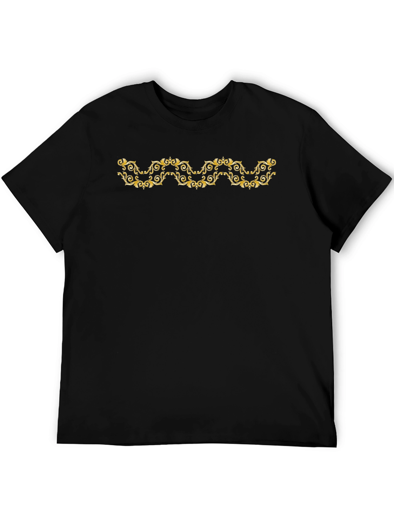Elegant Gold Scroll Black T-Shirt