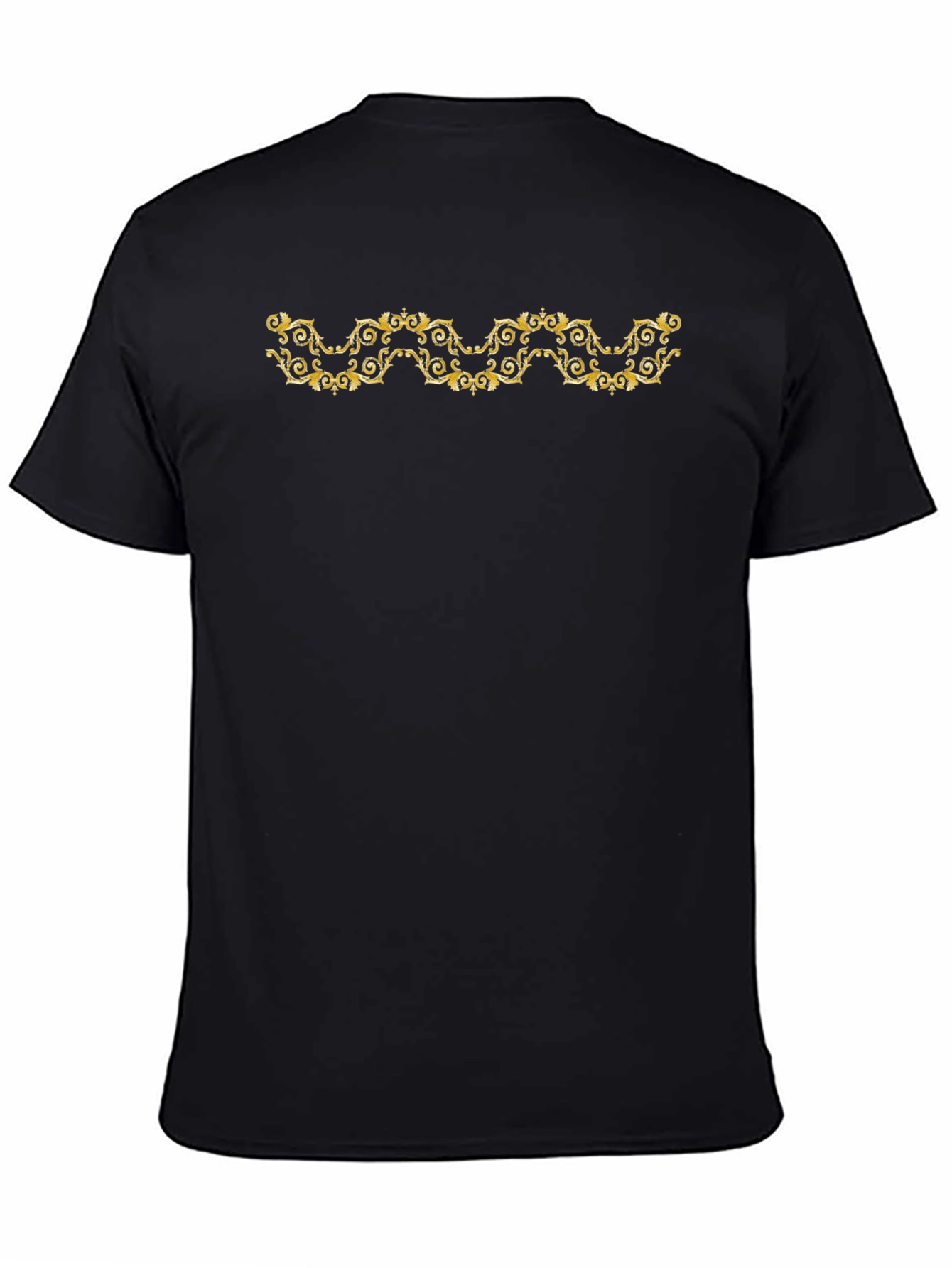 Elegant Gold Scroll Black T-Shirt