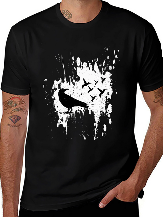 Black Raven Birds Graphic Print T-Shirt