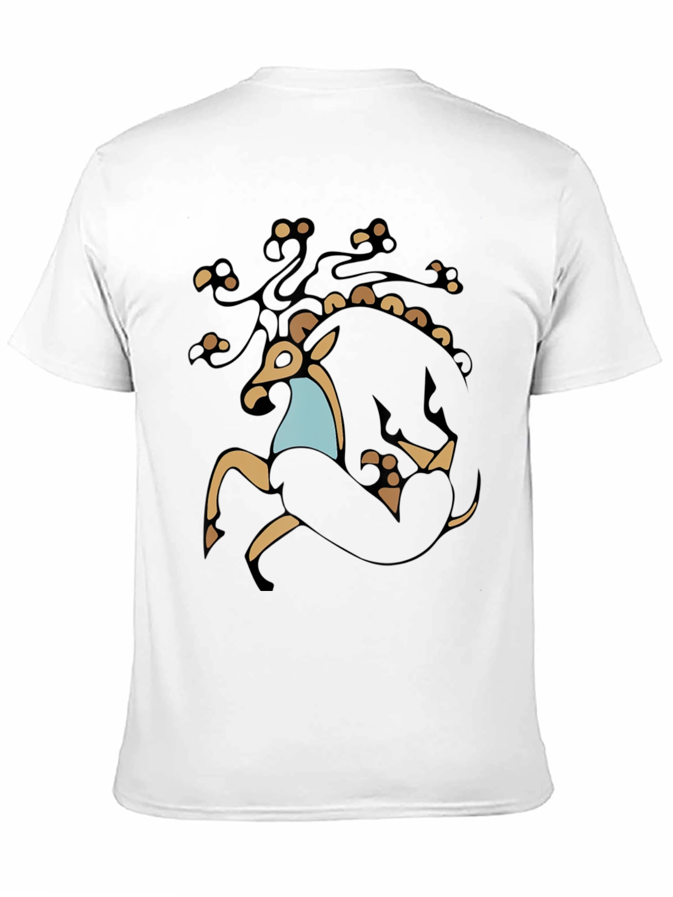 Stylized Deer Graphic Black T-Shirt