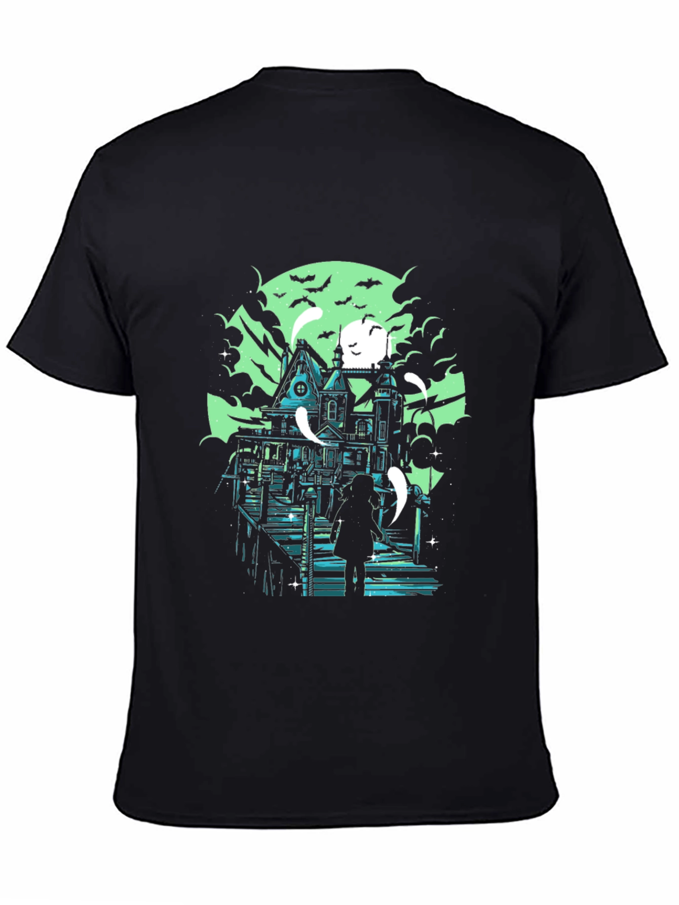 Haunted House Graphic Black T-Shirt