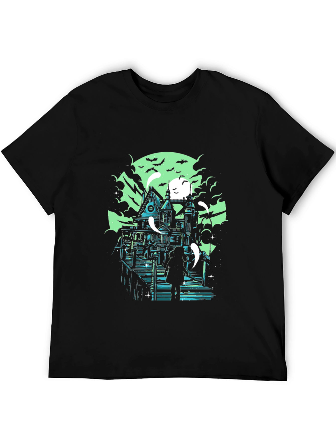 Haunted House Graphic Black T-Shirt