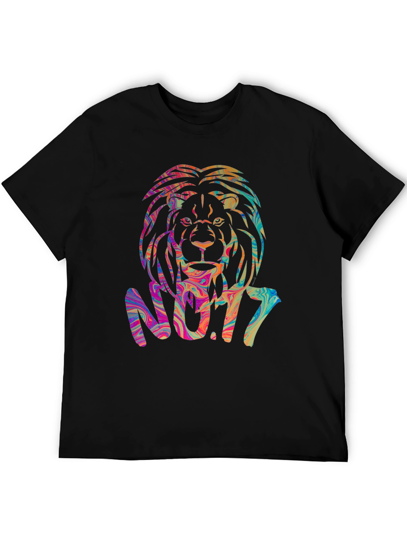 Psychedelic Lion Graphic Black T-Shirt