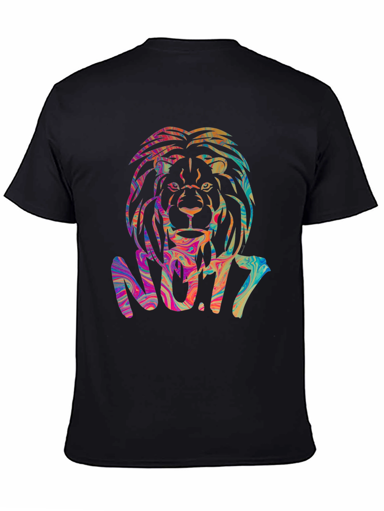 Psychedelic Lion Graphic Black T-Shirt