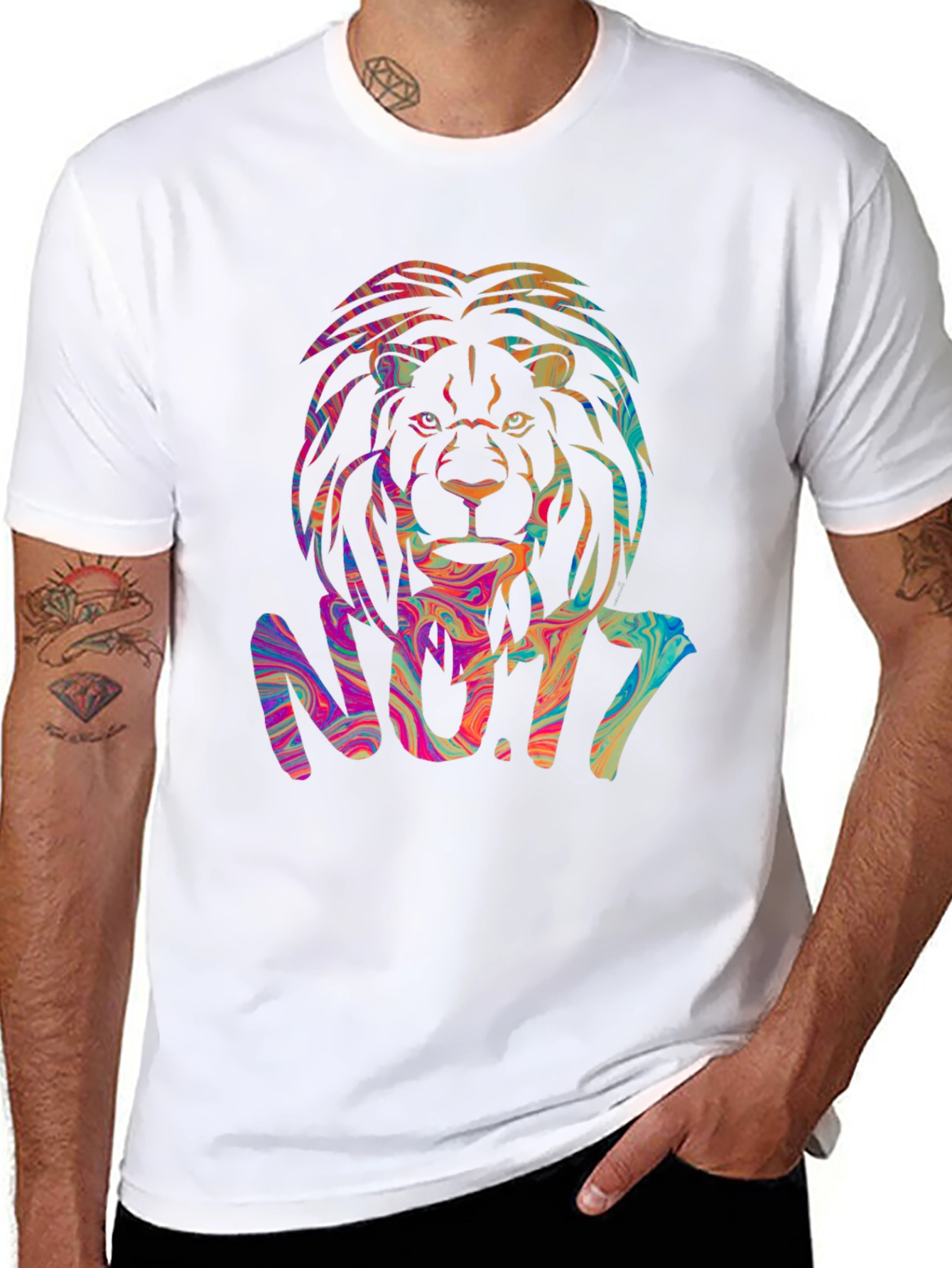 Psychedelic Lion Graphic Black T-Shirt