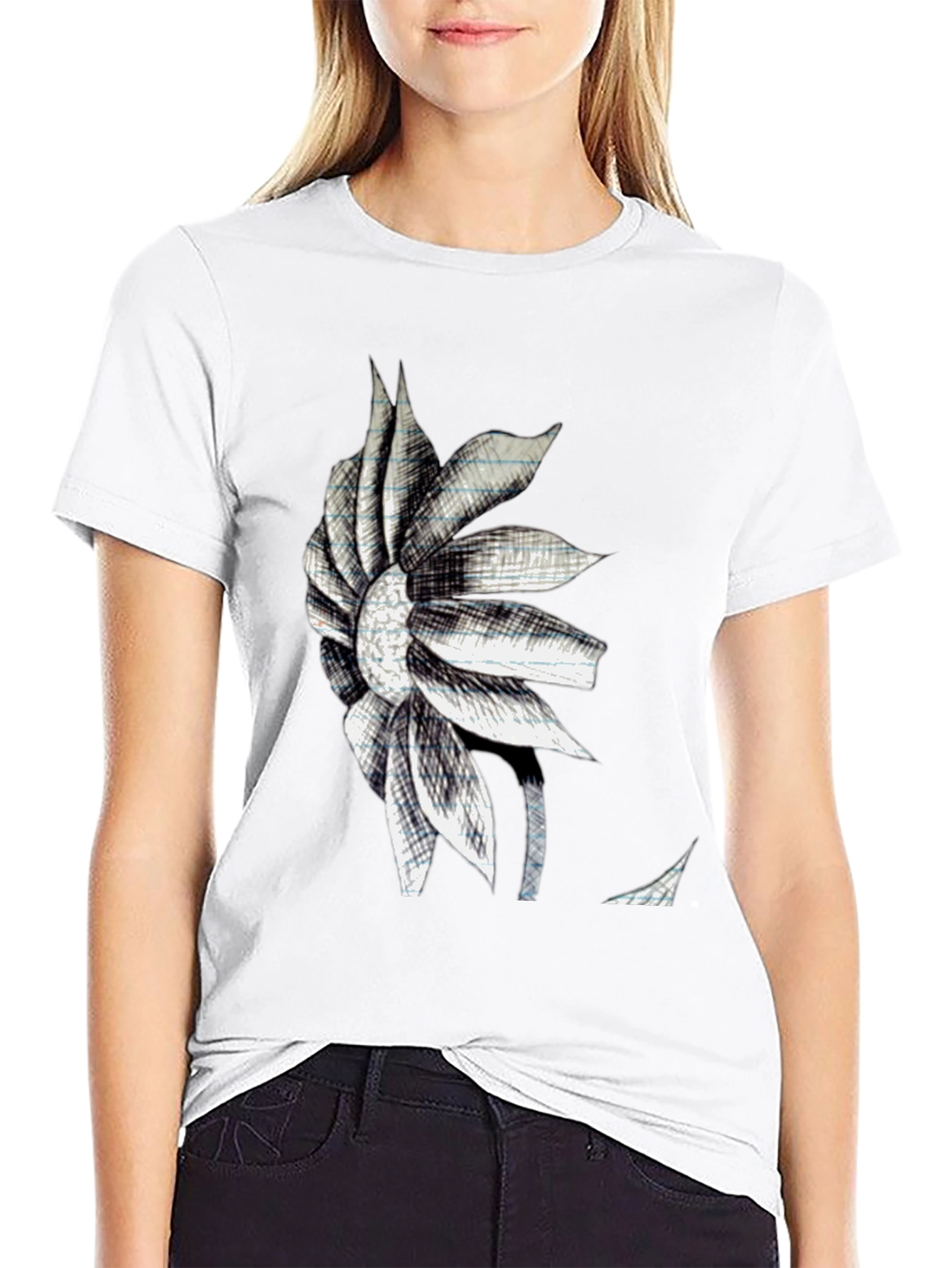 Modern Floral Sketch Graphic Tee