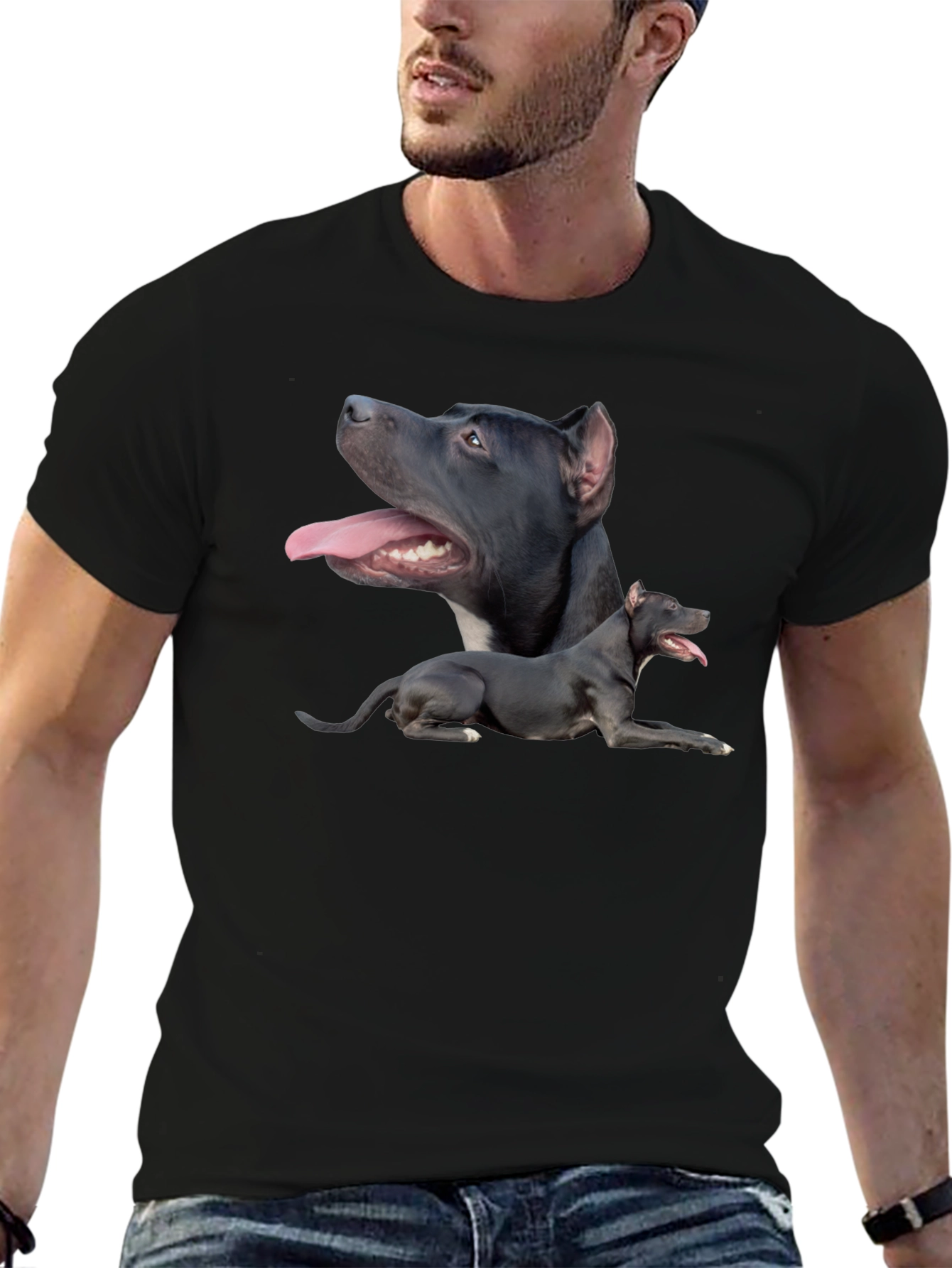 Pit Bull Dog Graphic Tee - Black Cotton T-Shirt