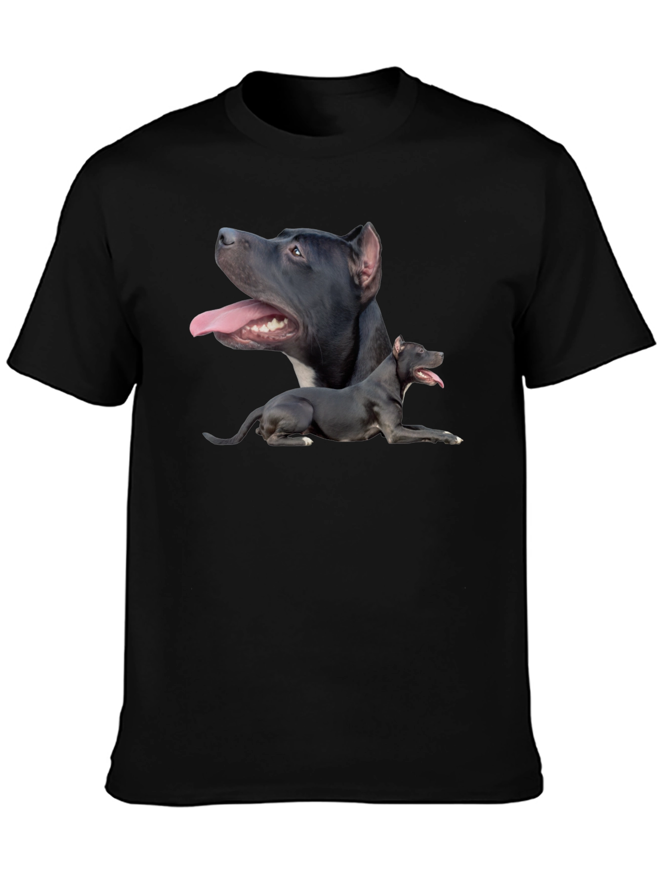 Pit Bull Dog Graphic Tee - Black Cotton T-Shirt
