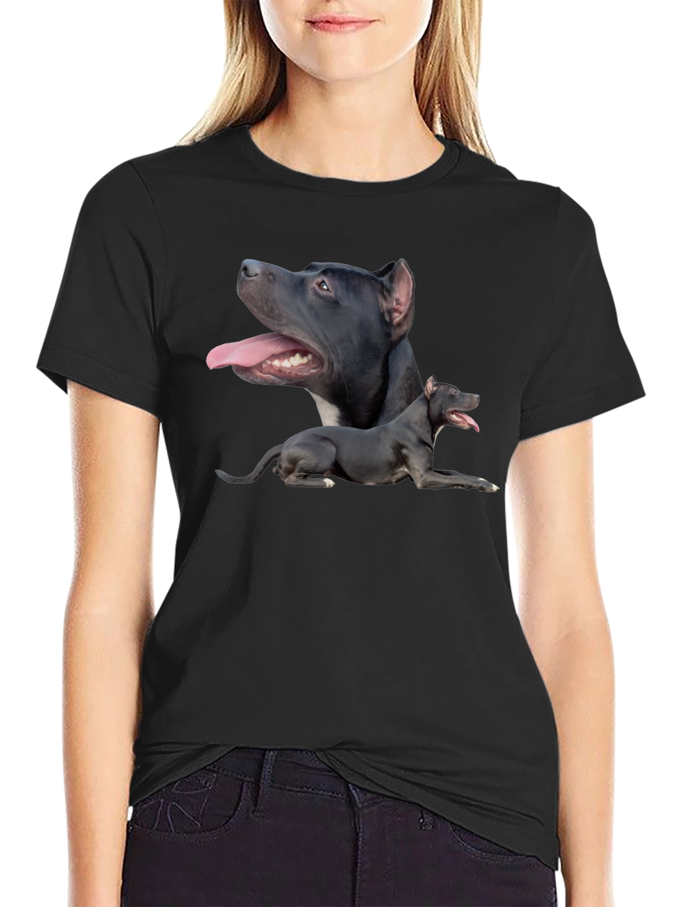 Pit Bull Dog Graphic Tee - Black Cotton T-Shirt