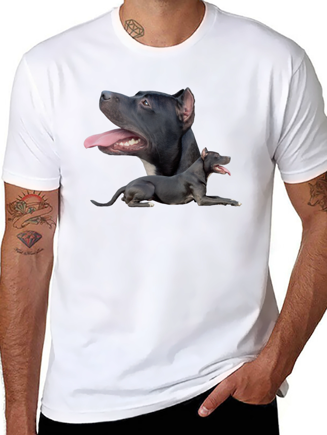 Pit Bull Dog Graphic Tee - Black Cotton T-Shirt