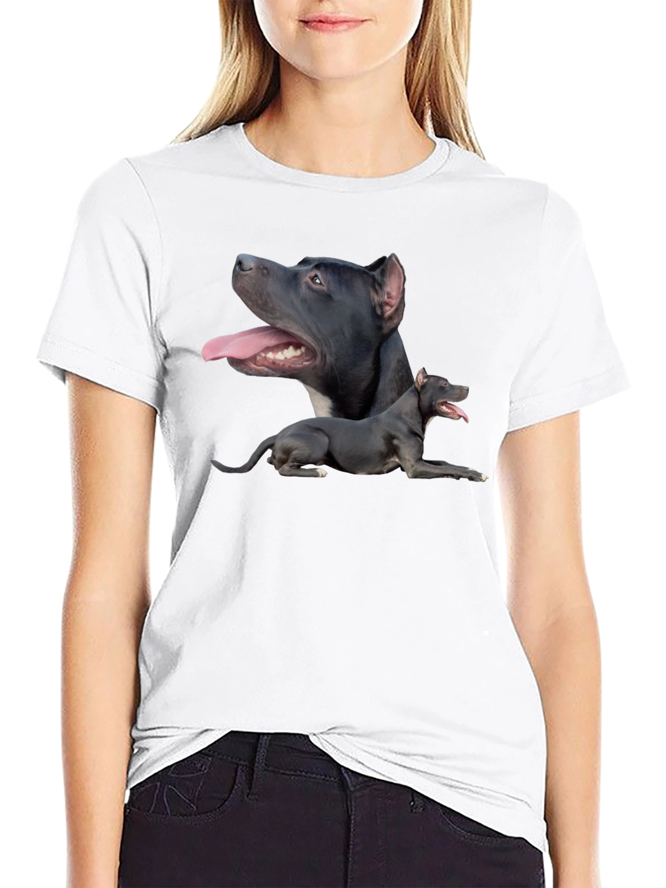 Pit Bull Dog Graphic Tee - Black Cotton T-Shirt