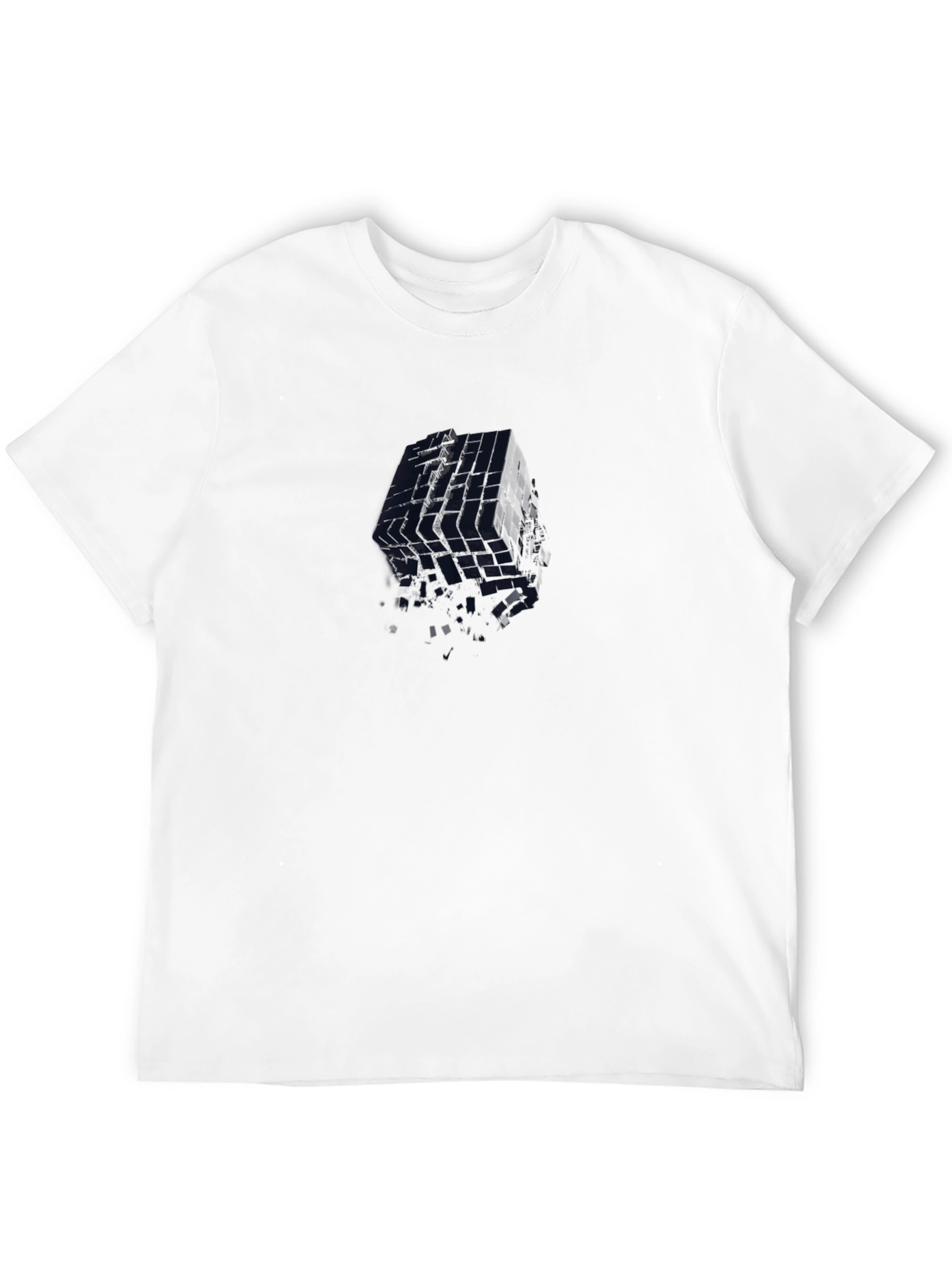 Abstract Cube Graphic Tee - Modern Black T-Shirt