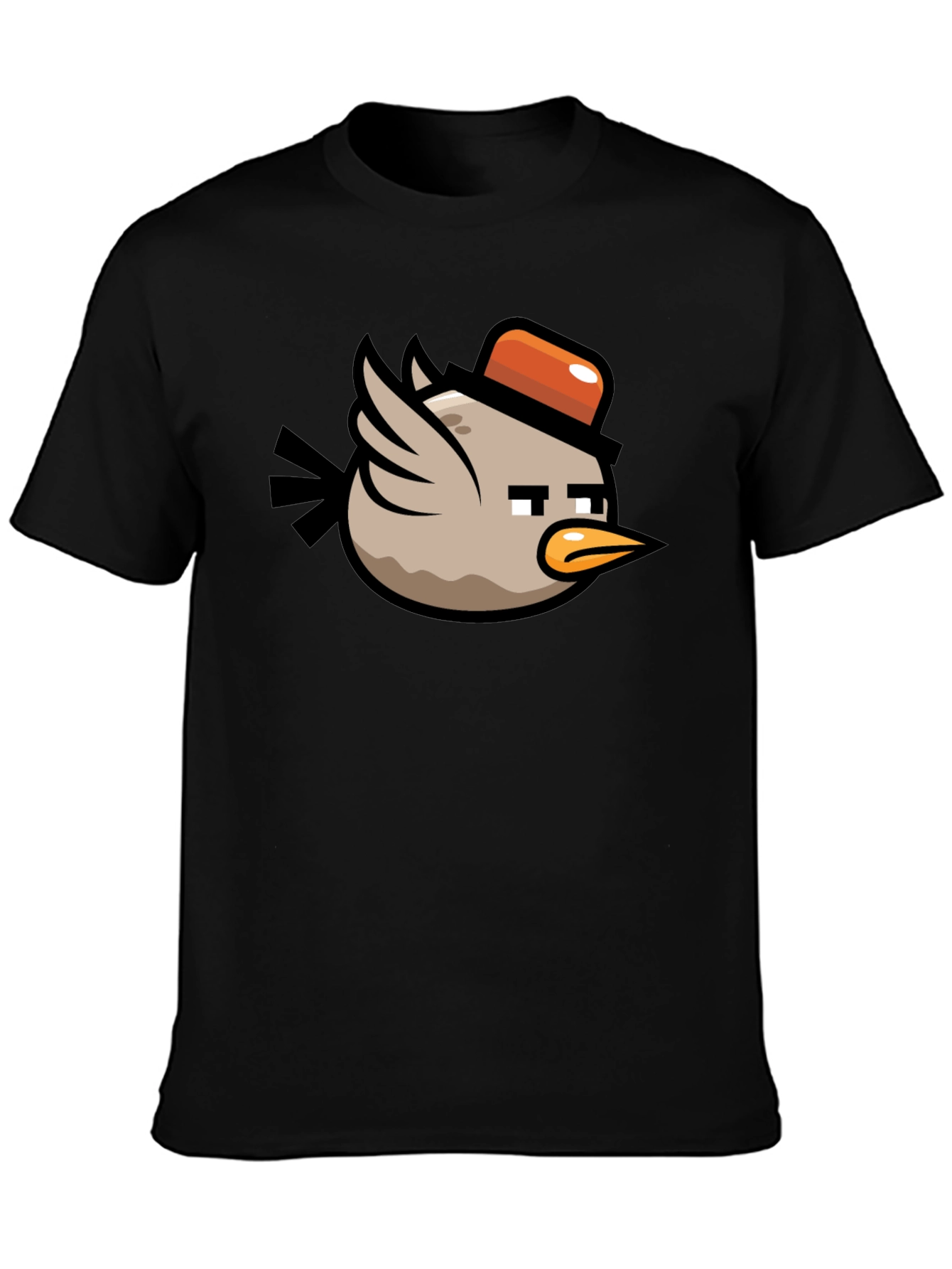 Cartoon Bird Graphic Tee - Mens Black T-Shirt