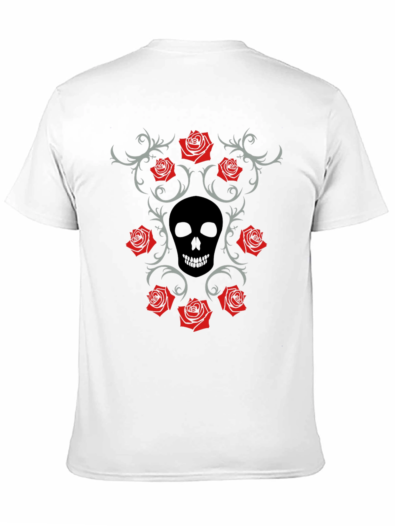 Skull & Roses Graphic Black T-Shirt