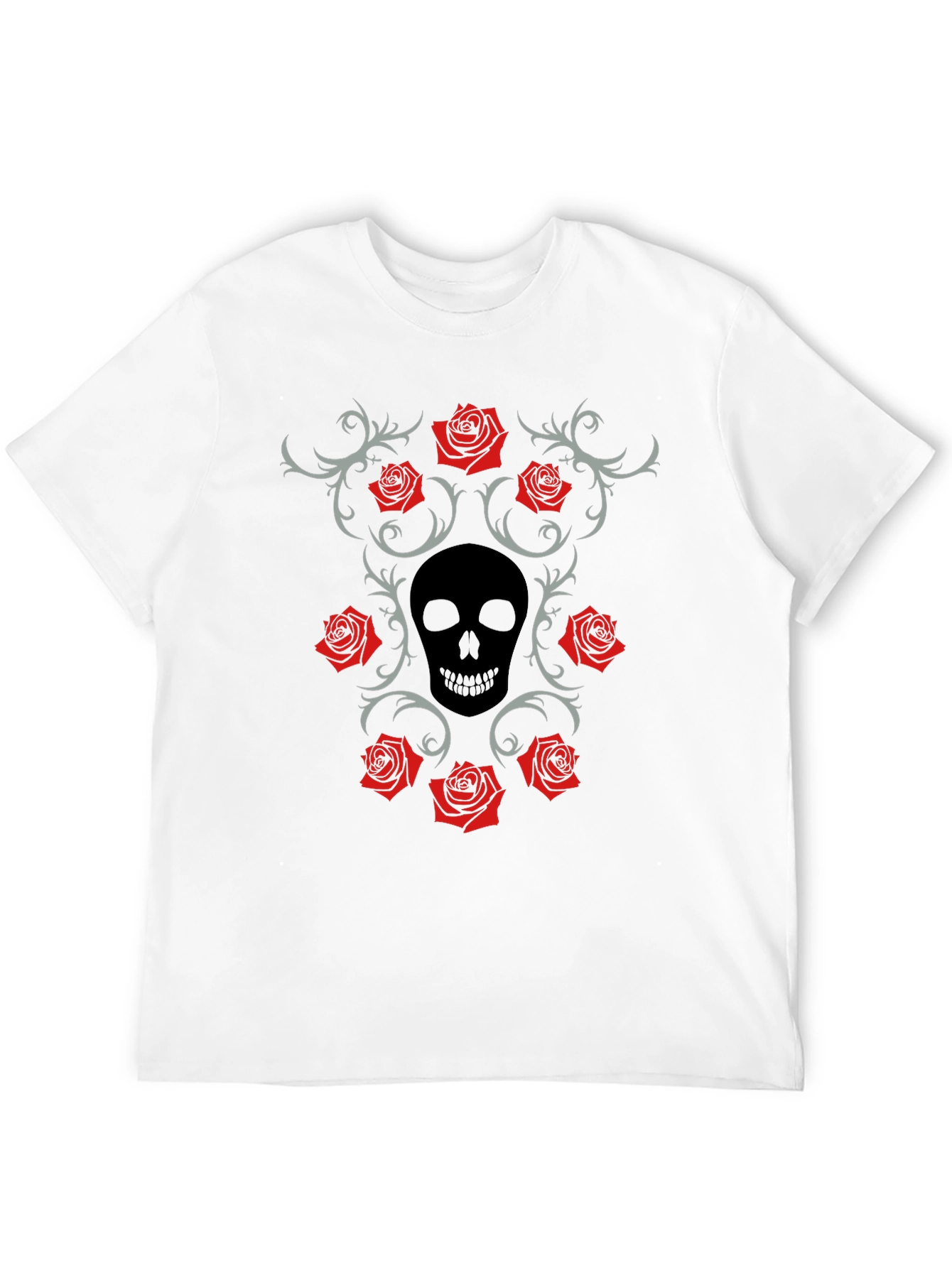 Skull & Roses Graphic Black T-Shirt