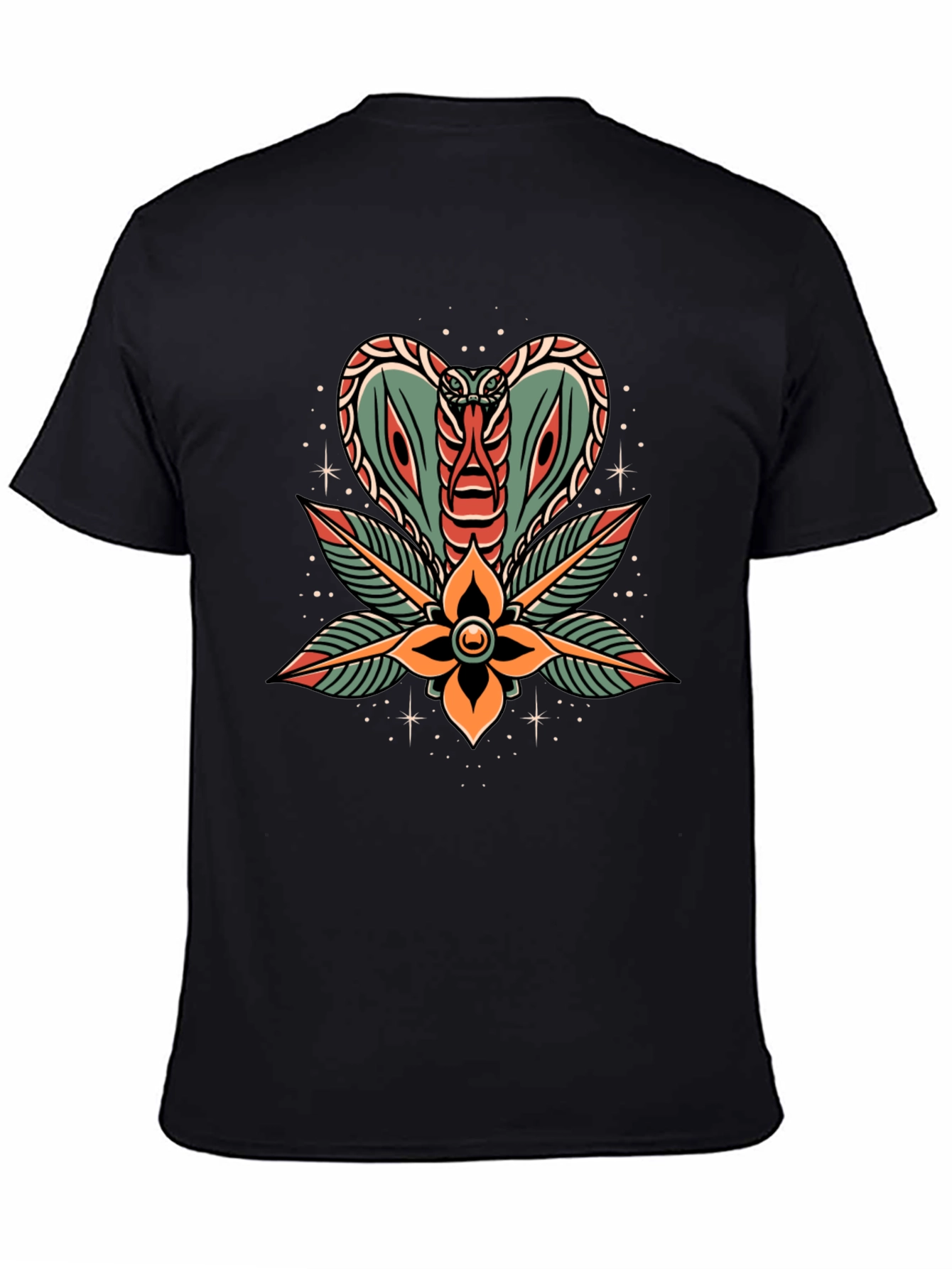 Cobra Flower Tattoo Graphic T-Shirt