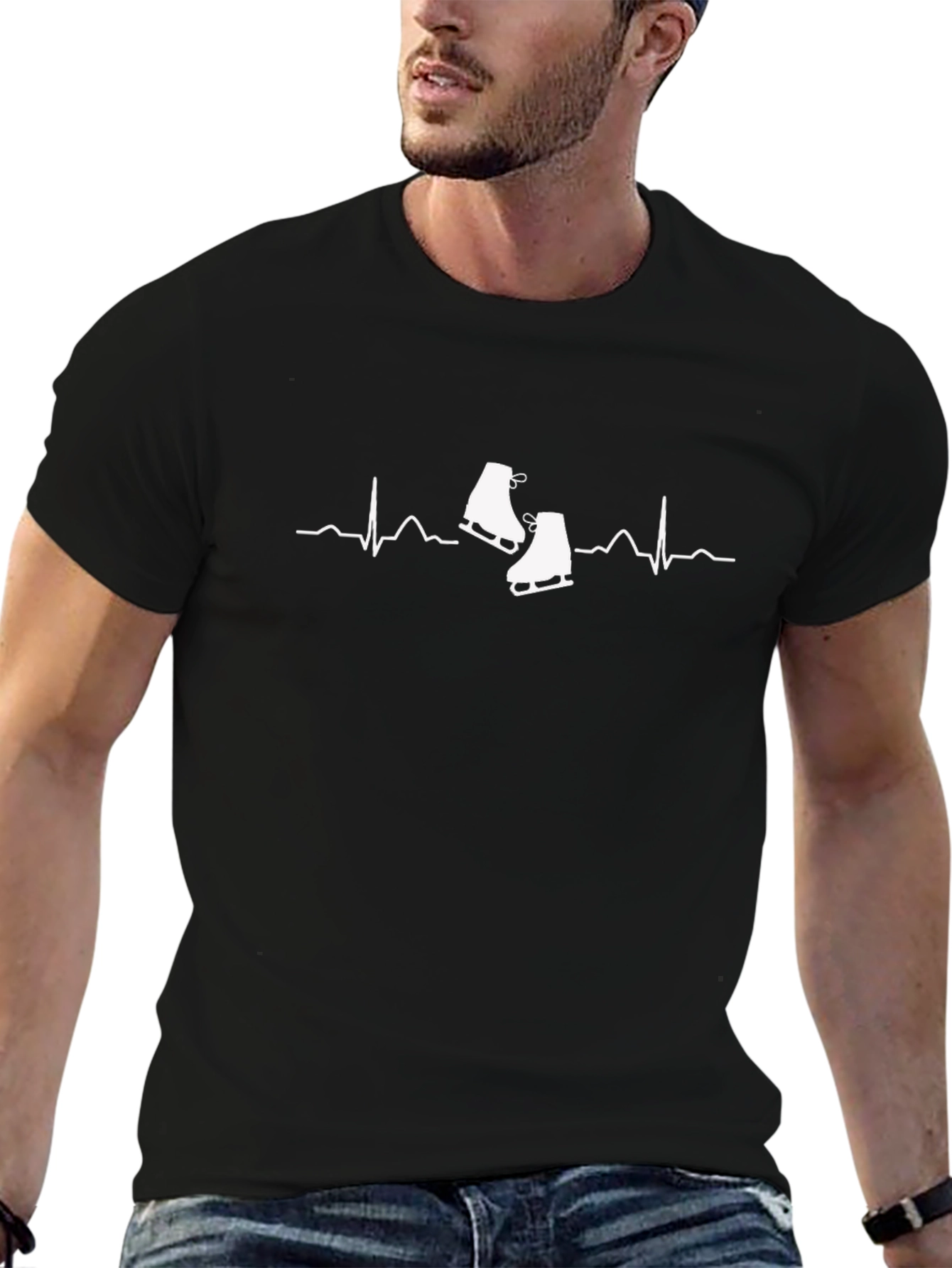 Ice Skating Heartbeat T-Shirt - Black