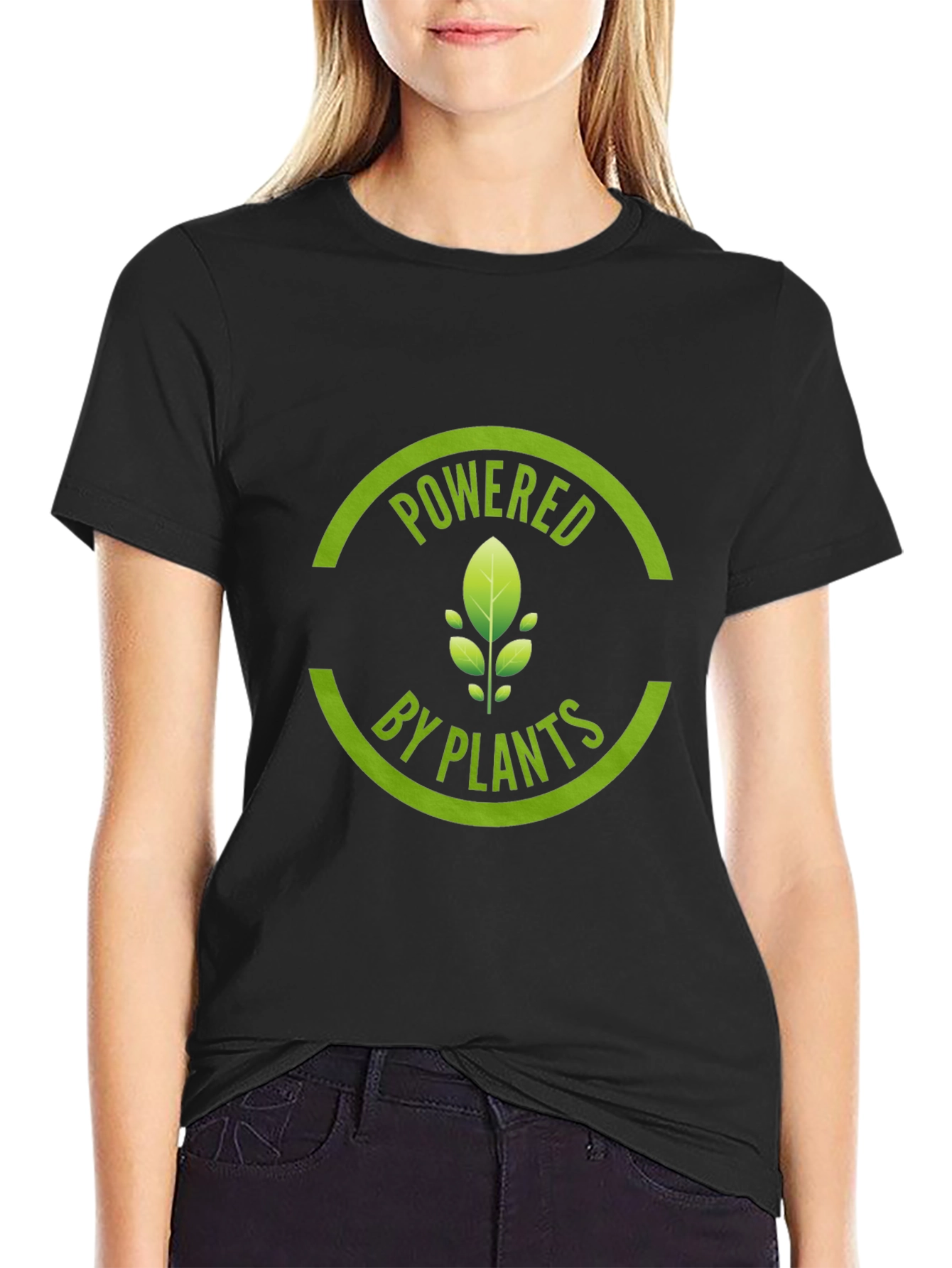 Powered by Plants Graphic Tee - Black Cotton T-Shirt