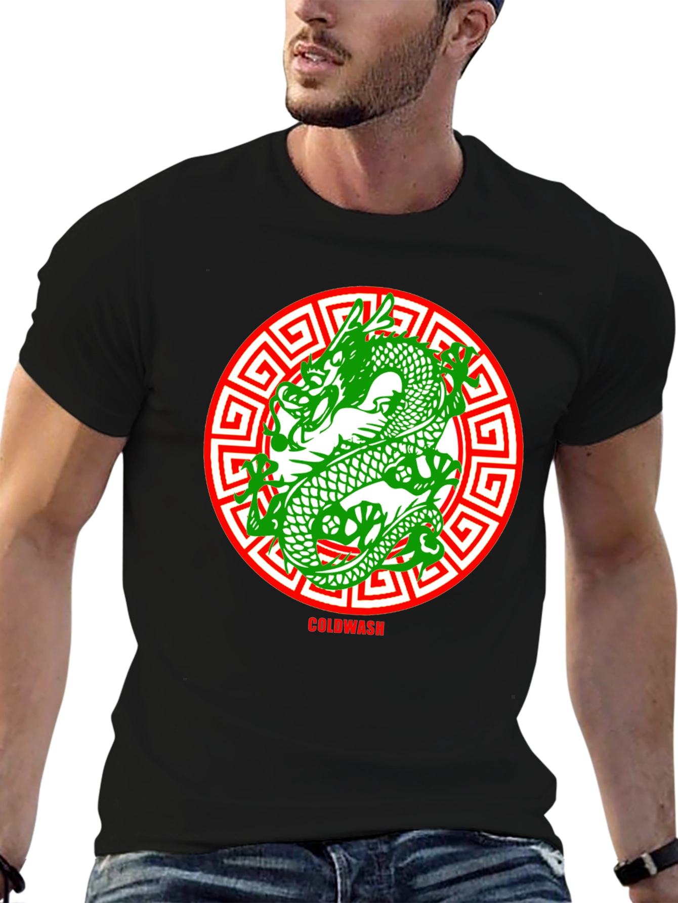 Dragon Circle Tee - Black Cotton Graphic T-Shirt
