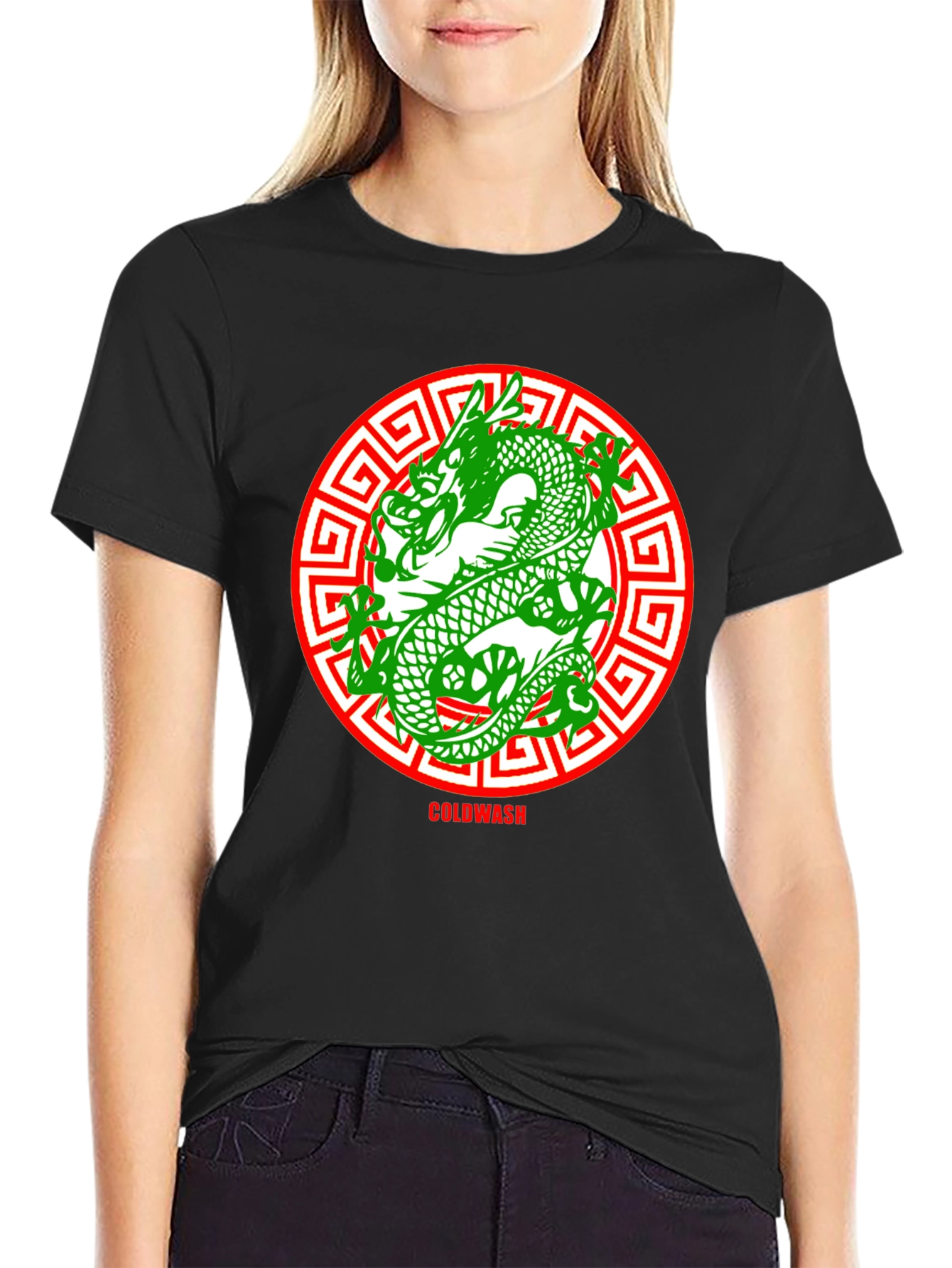 Dragon Circle Tee - Black Cotton Graphic T-Shirt