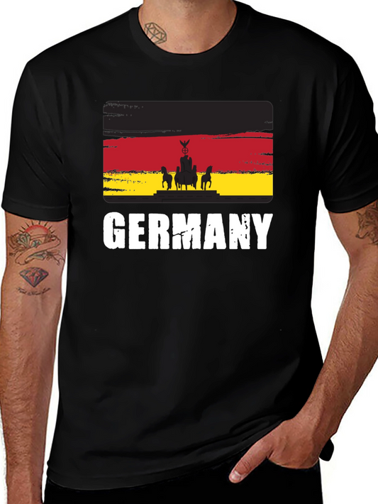 Germany Flag Graphic Tee - Black Cotton T-Shirt