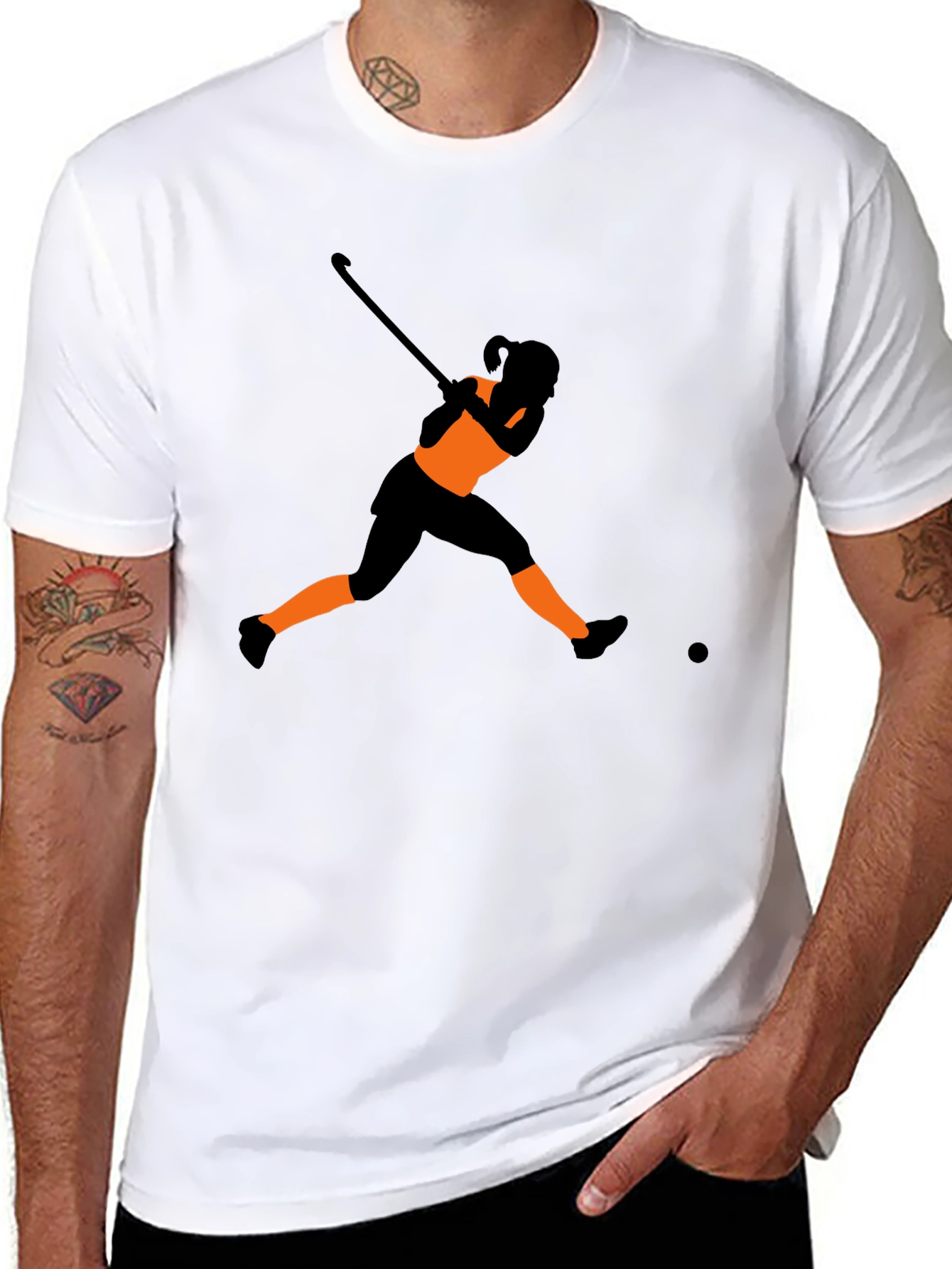 Hockey Player Silhouette Black T-Shirt