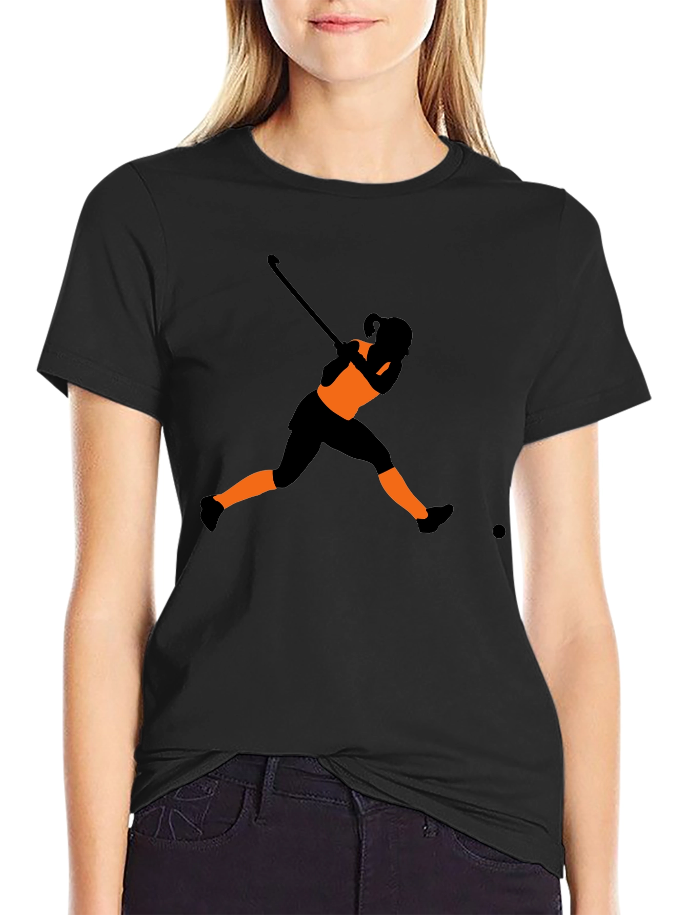 Hockey Player Silhouette Black T-Shirt