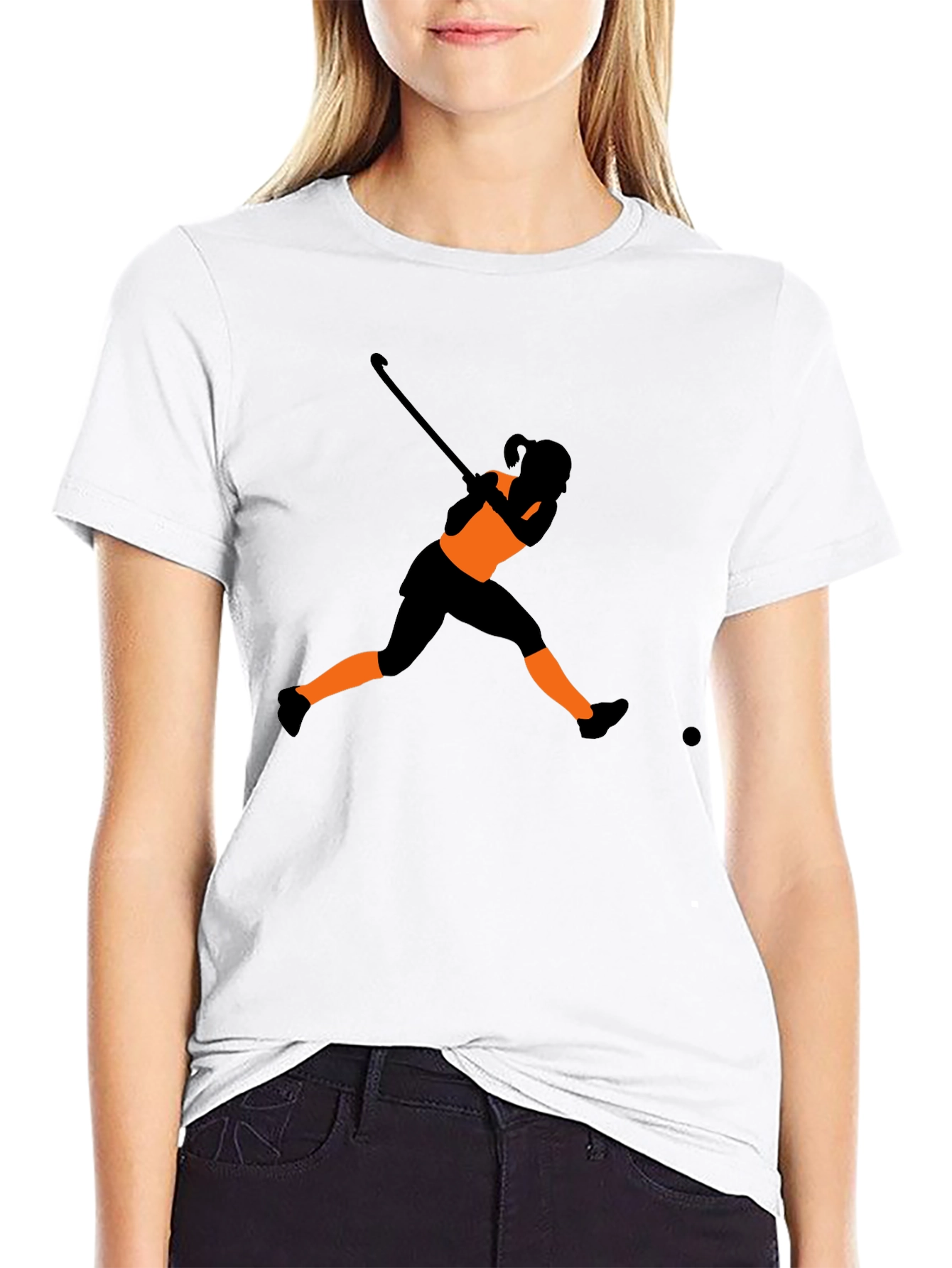 Hockey Player Silhouette Black T-Shirt